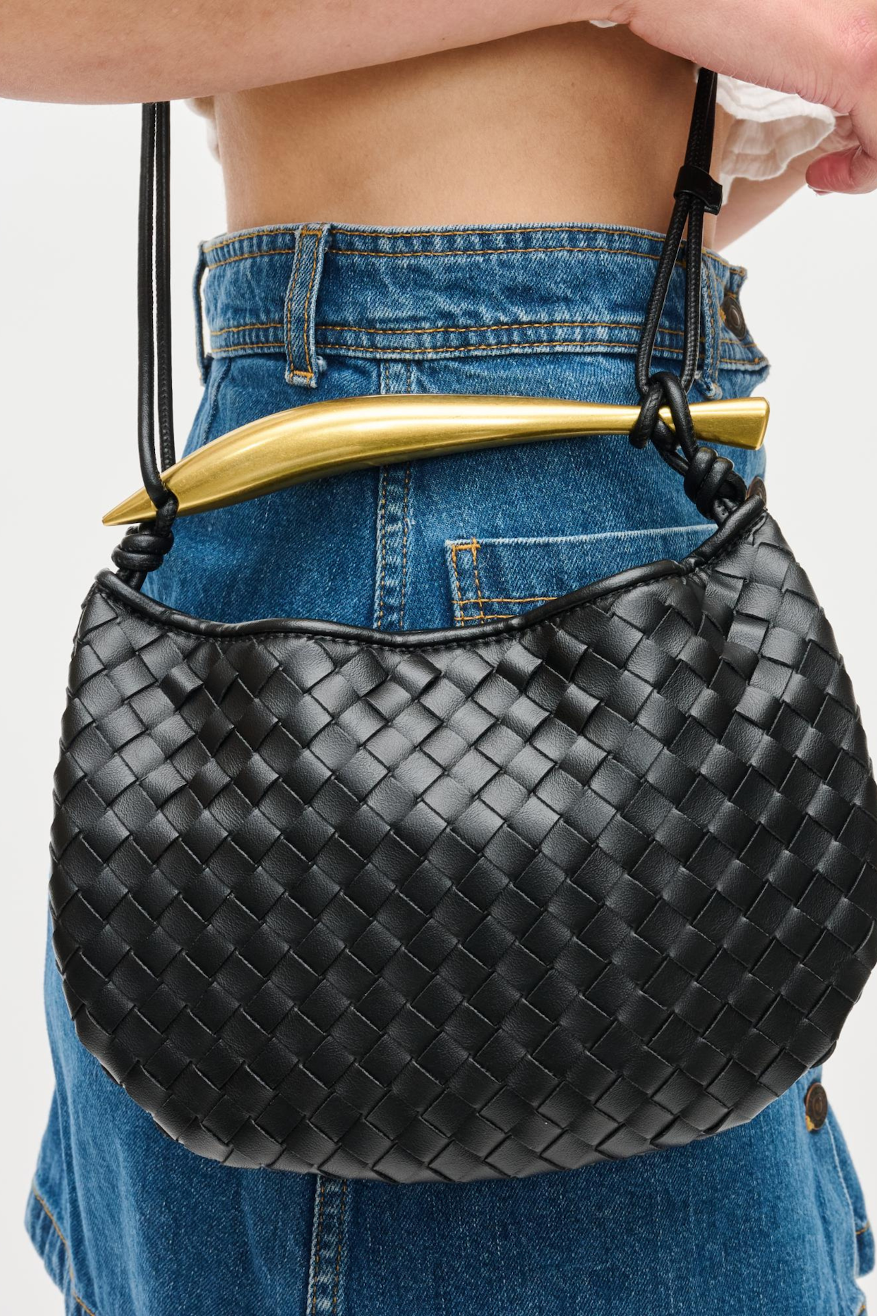 Black Woven Handbag