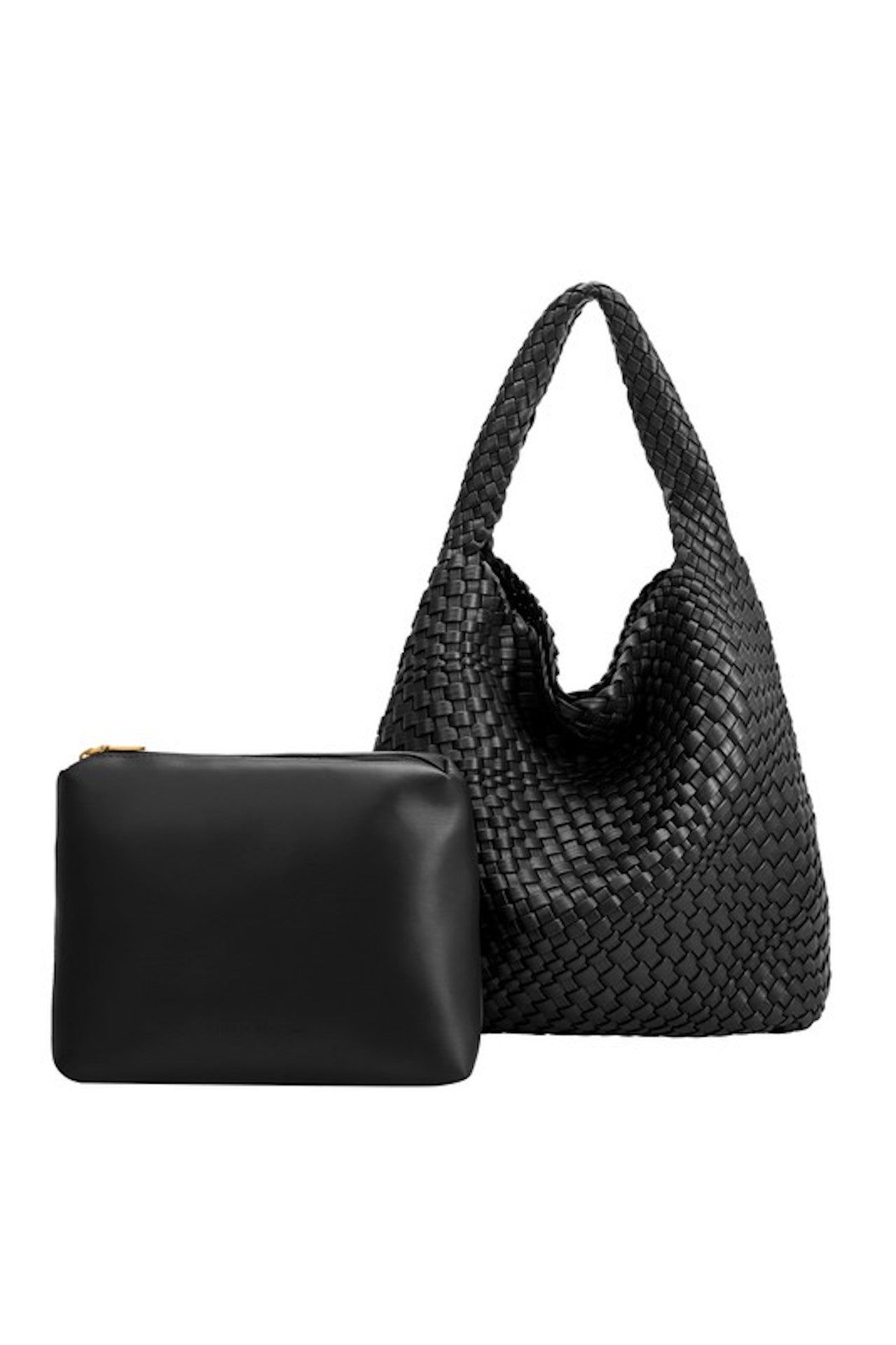 Black Woven Shoulder Bag - Melie Bianco