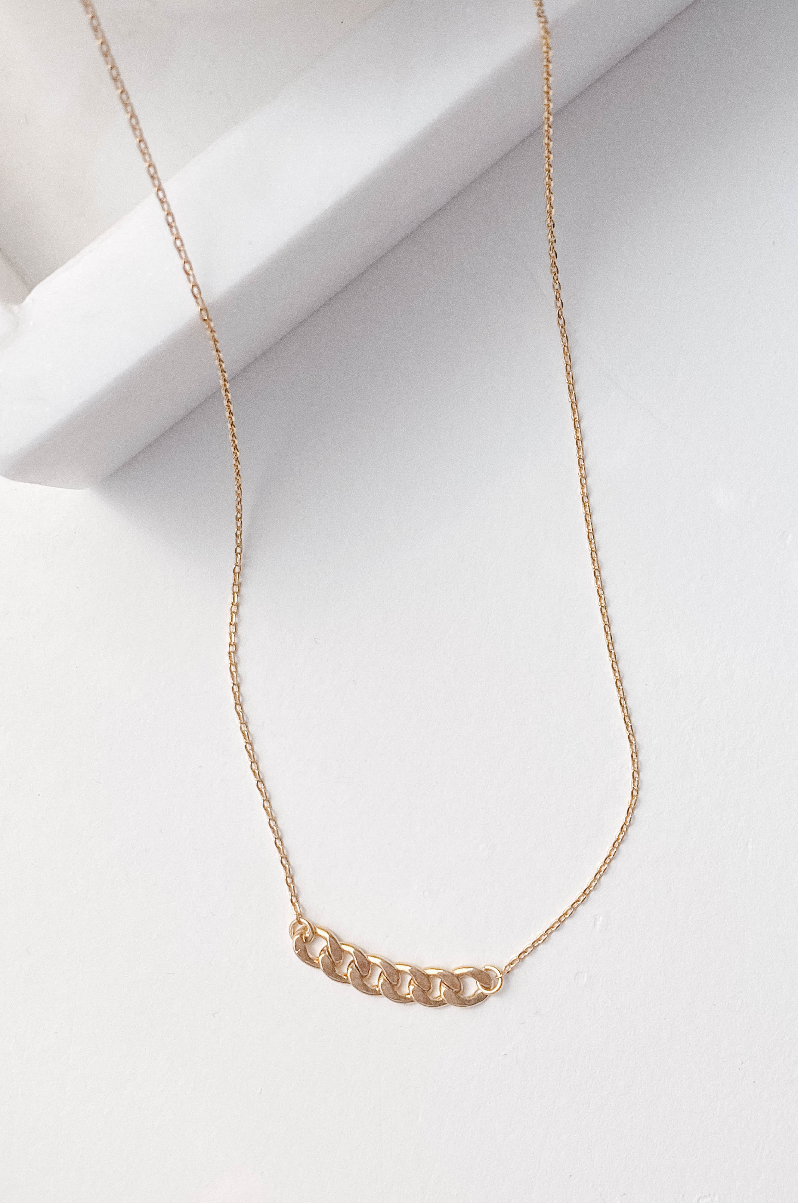 dainty gold dipped chain with curb charm