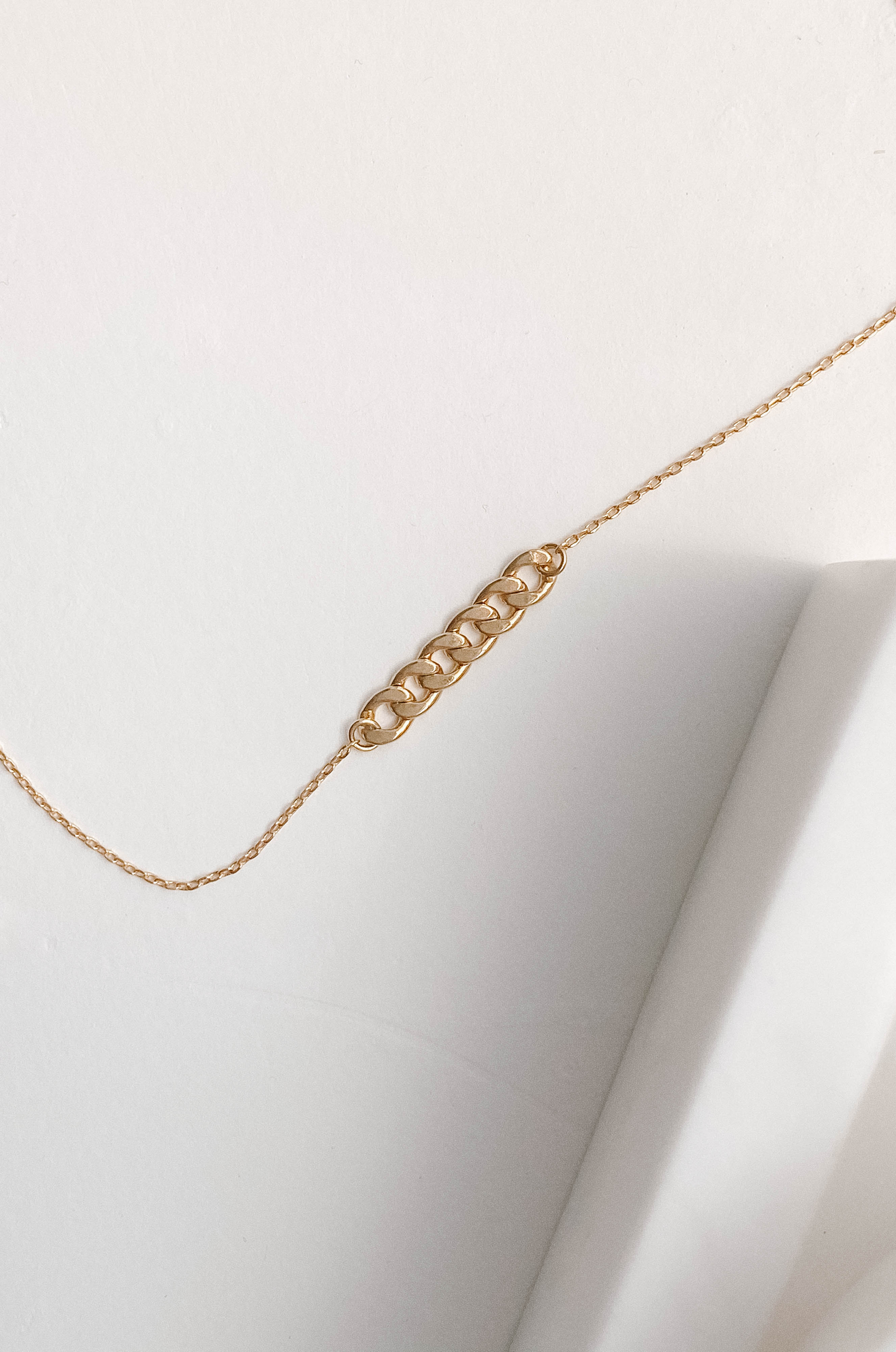 simple gold dipped curb charm chain necklace