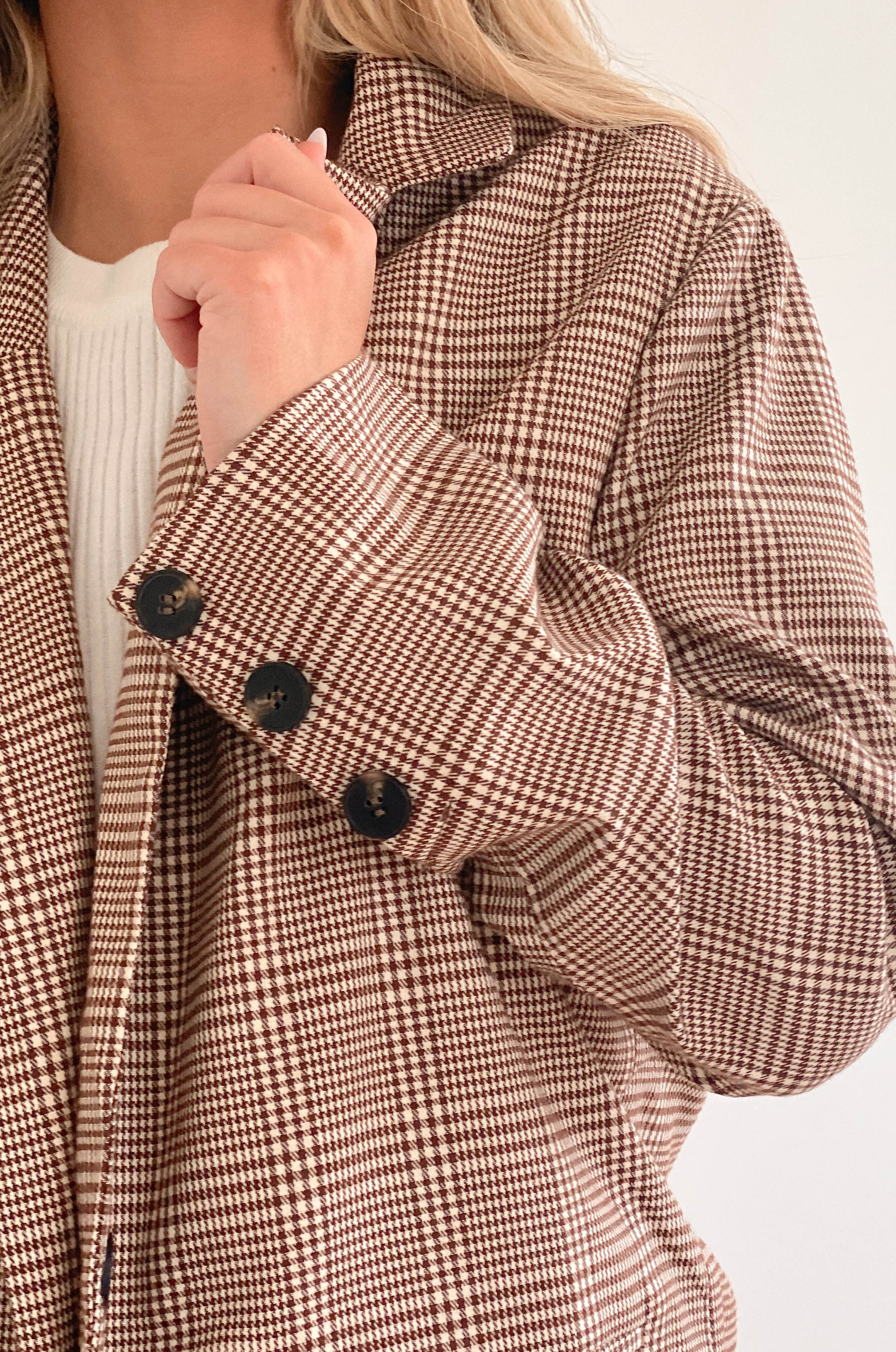 Upper East Side Brown Plaid Blazer