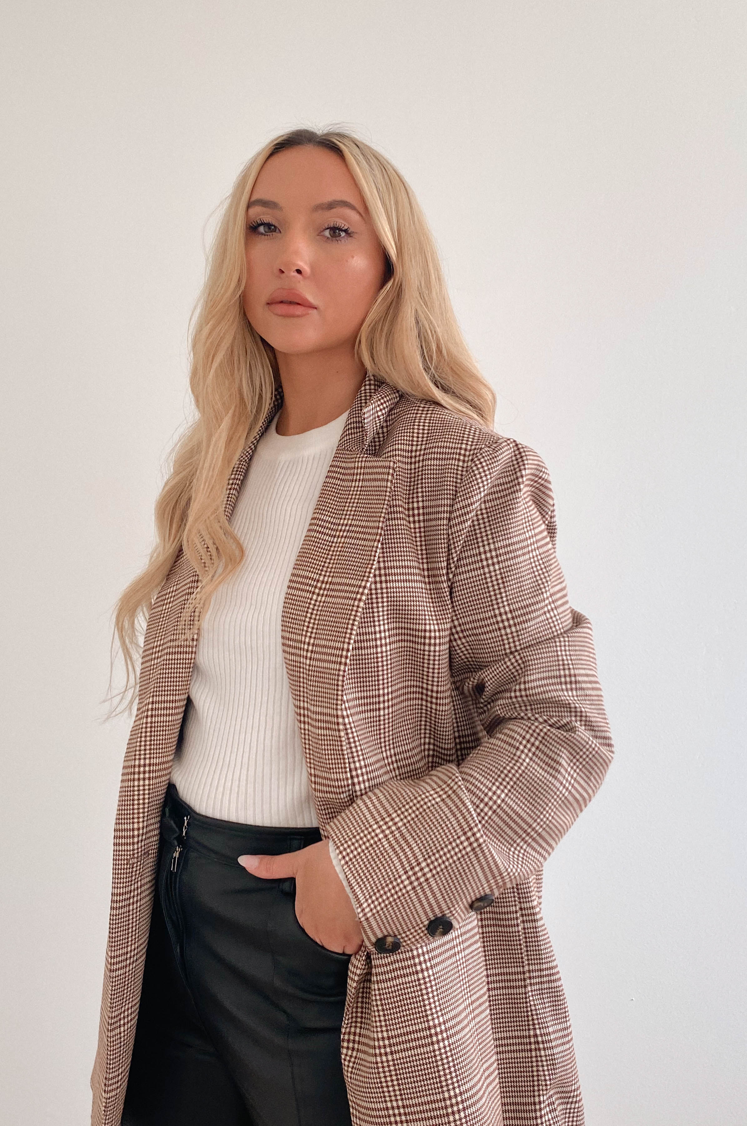 Upper East Side Brown Plaid Blazer