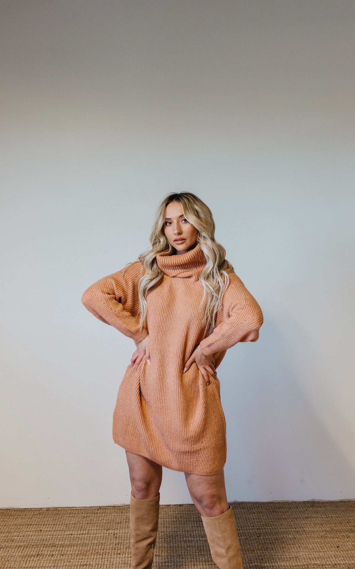 Madison Ribbed Sweater Dress - Clay