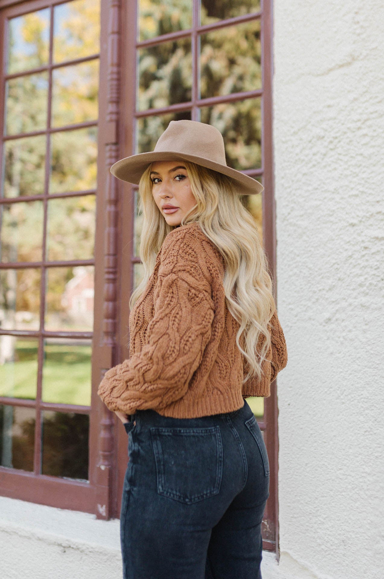 brown oversized knit sweater