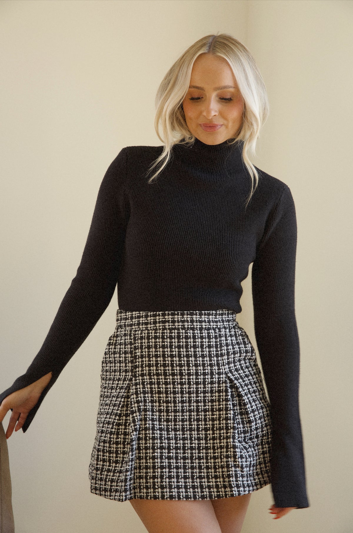 Jupe Tweed Mini Banana Republic Taille 6P - Jaune/Noir/Blanc - Occasion Très Bon État - Doublée - Philippines