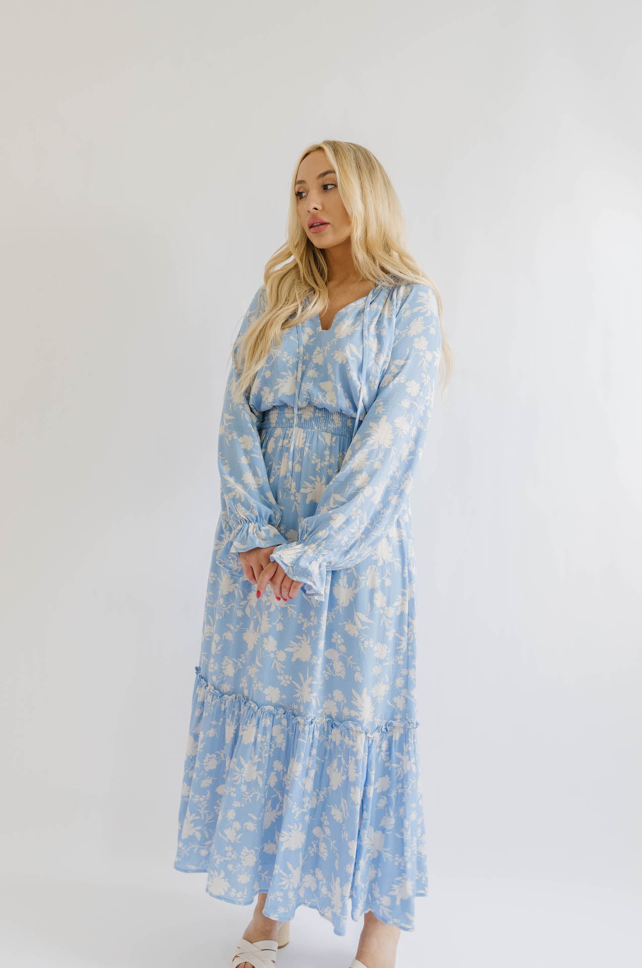 Charlize Floral Print Long Sleeve Maxi Dress