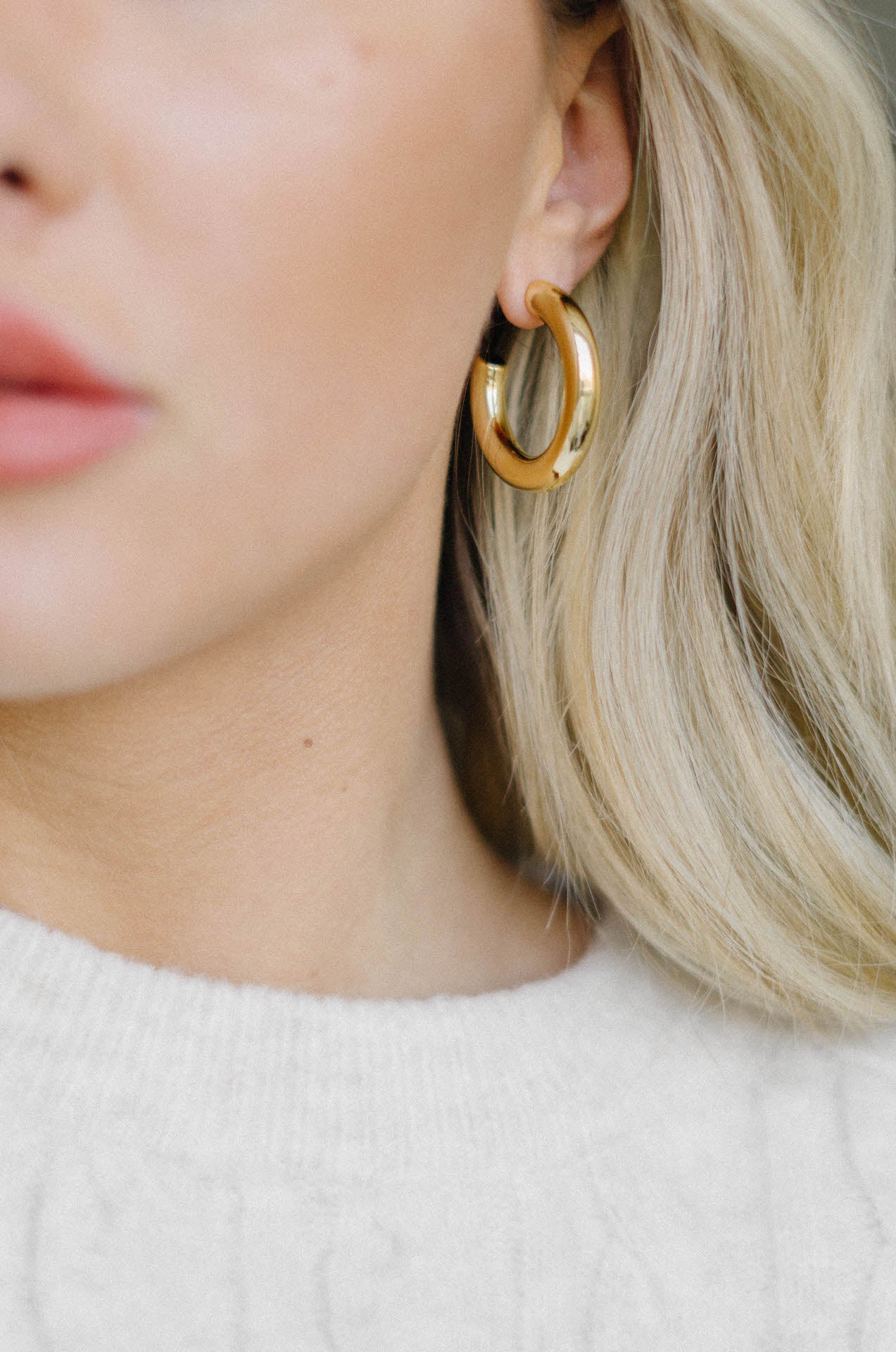 14k gold plated chunky hoop earrings