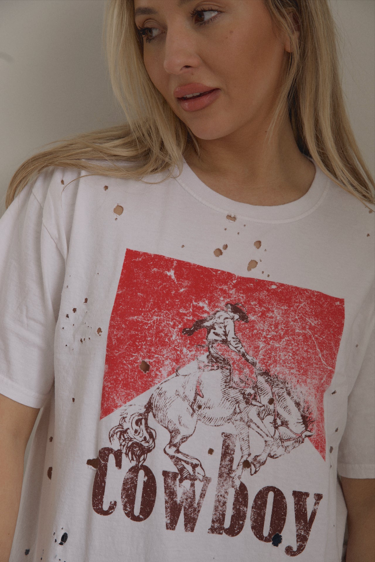 distressed cowboy graphic tee