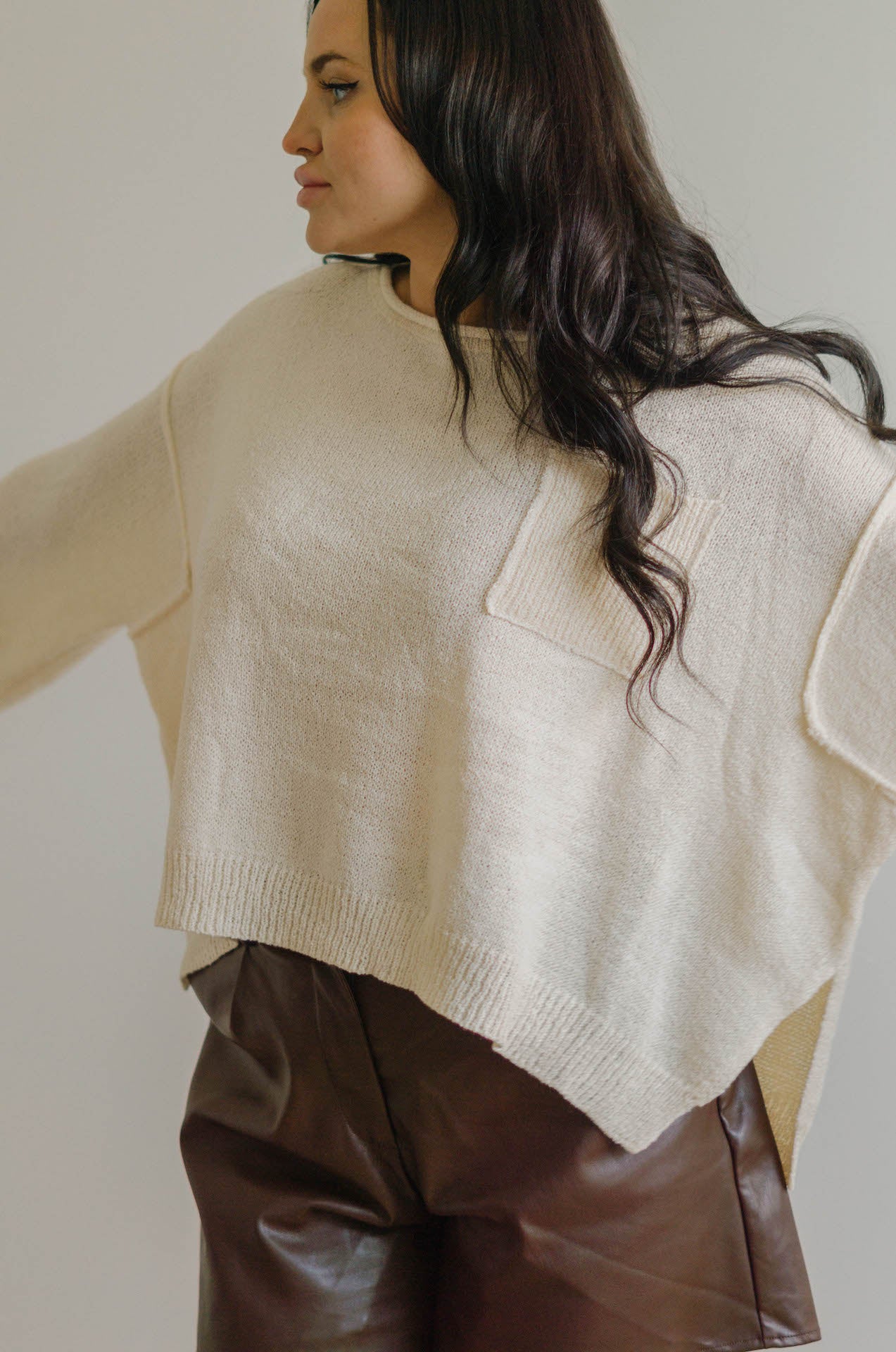 cropped knit pullover