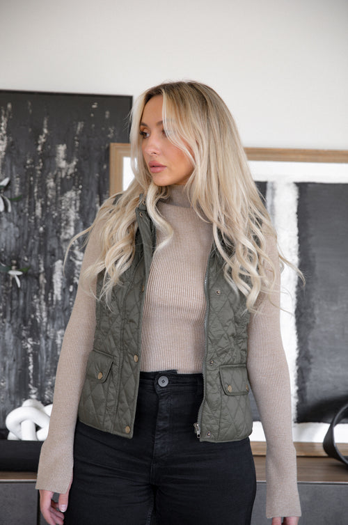Quilted Vest Olive