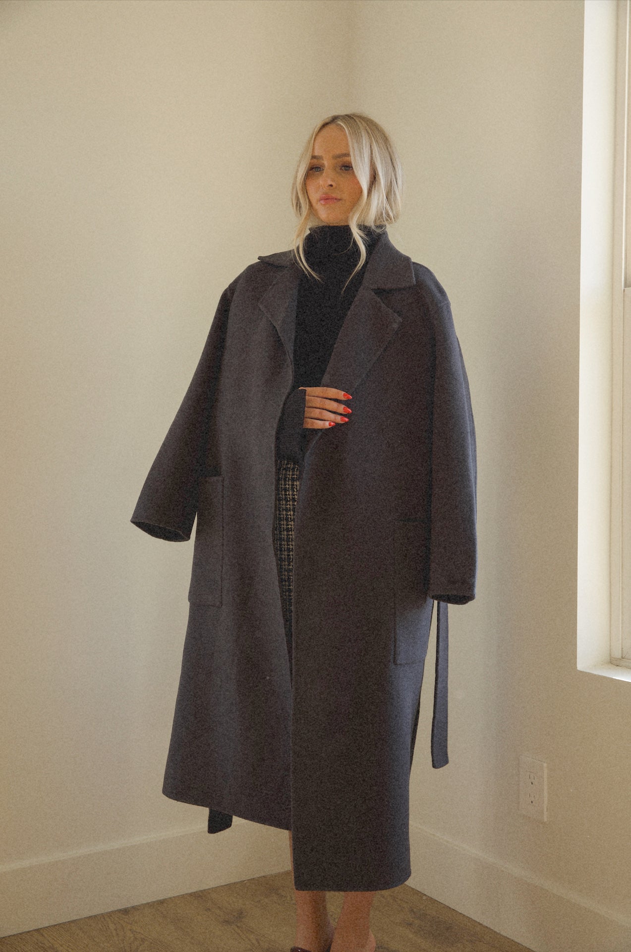 Black oversized hot sale wool coat