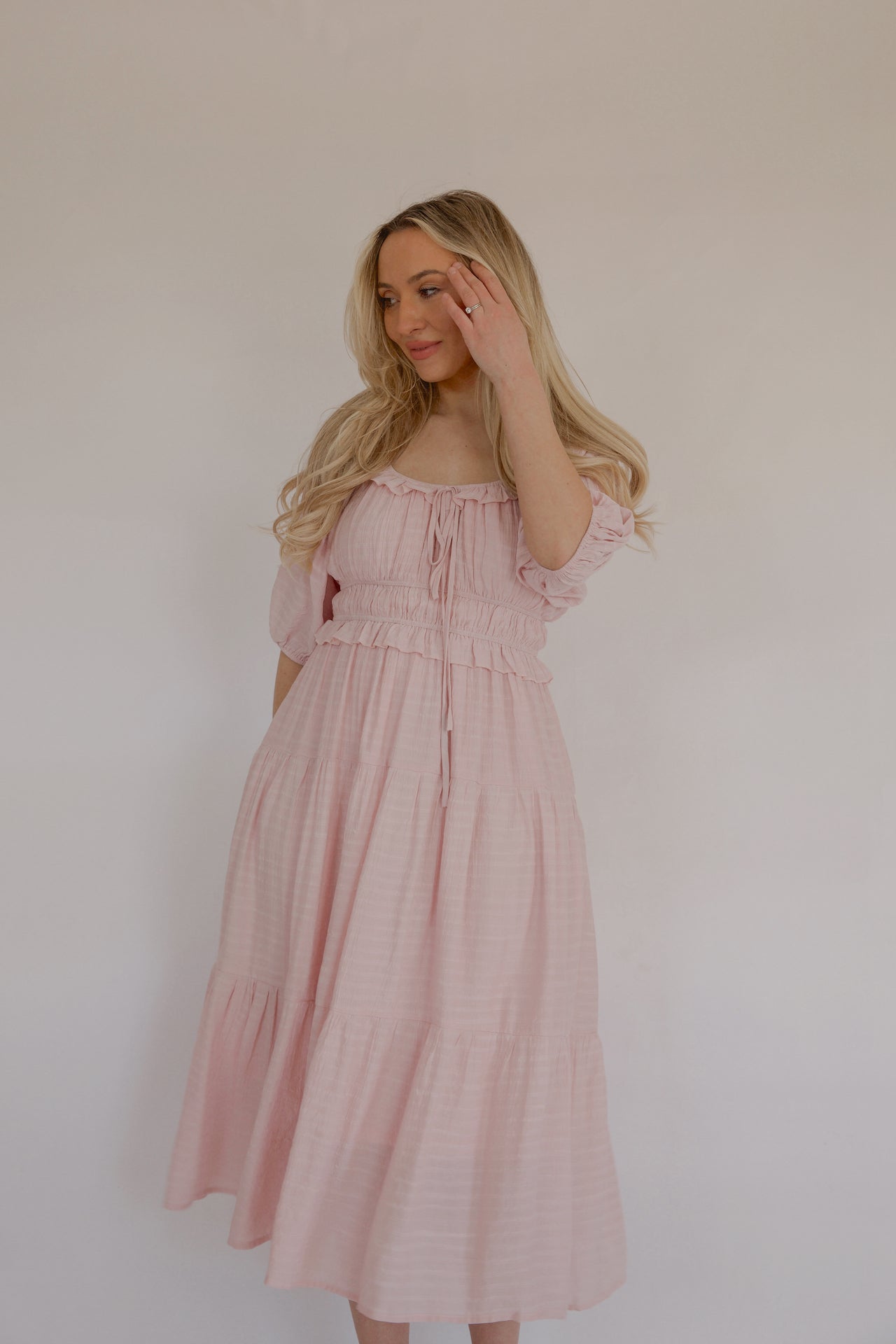 Alina Pink Midi Dress