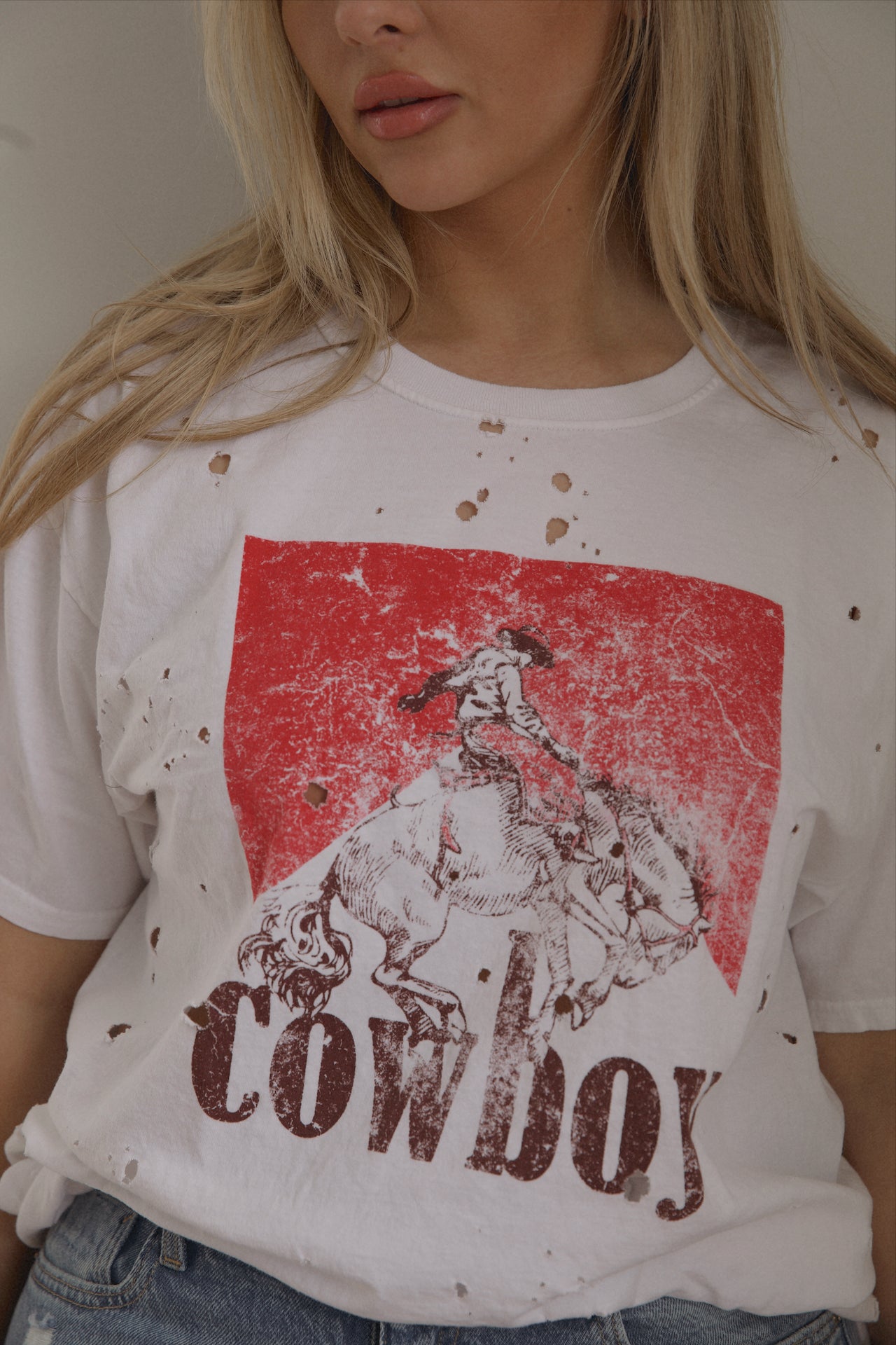 distressed cowboy graphic tee