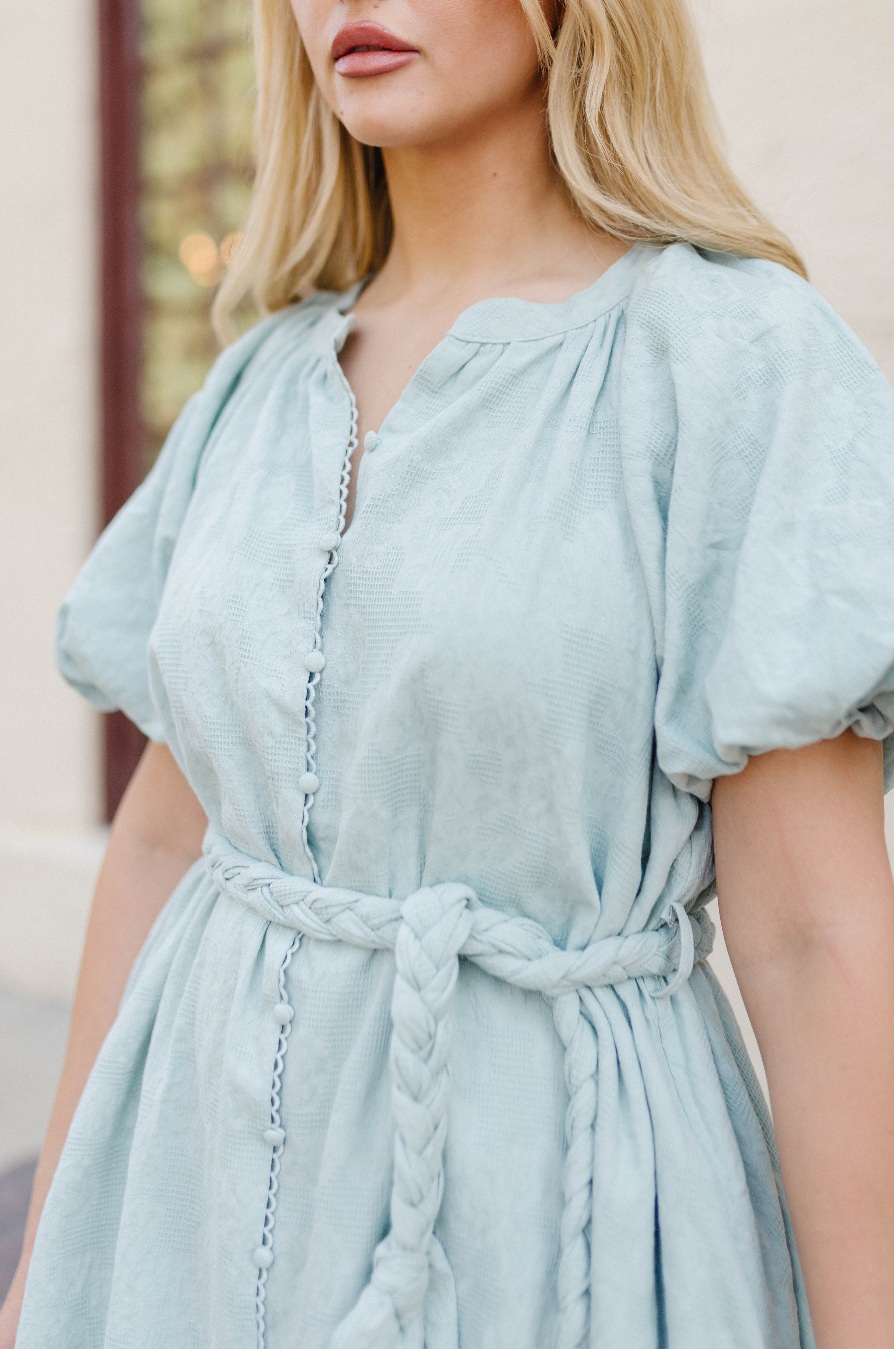 Sienna Floral Puff Sleeve Mini Dress - Sage