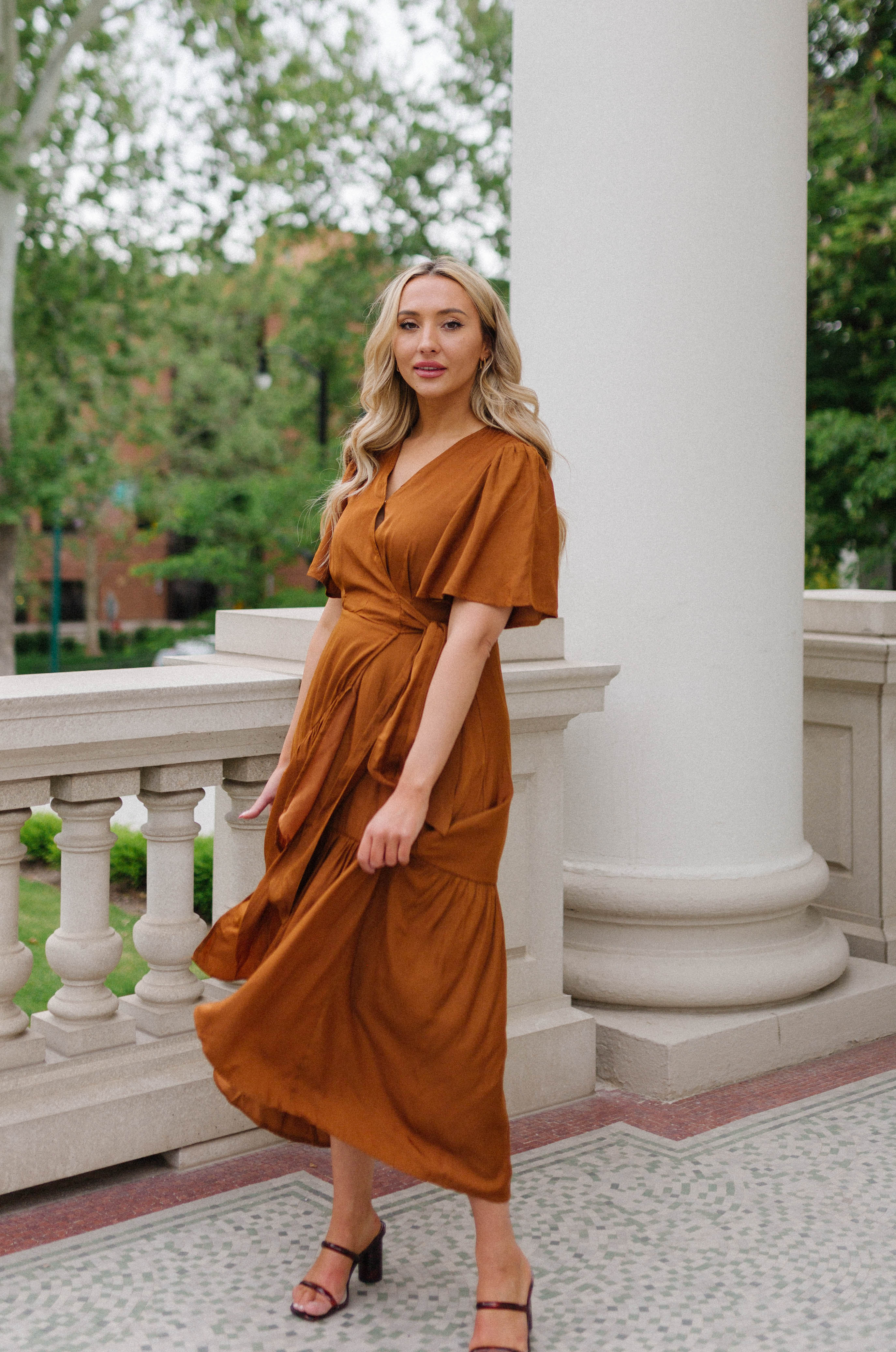 wrap midi dress