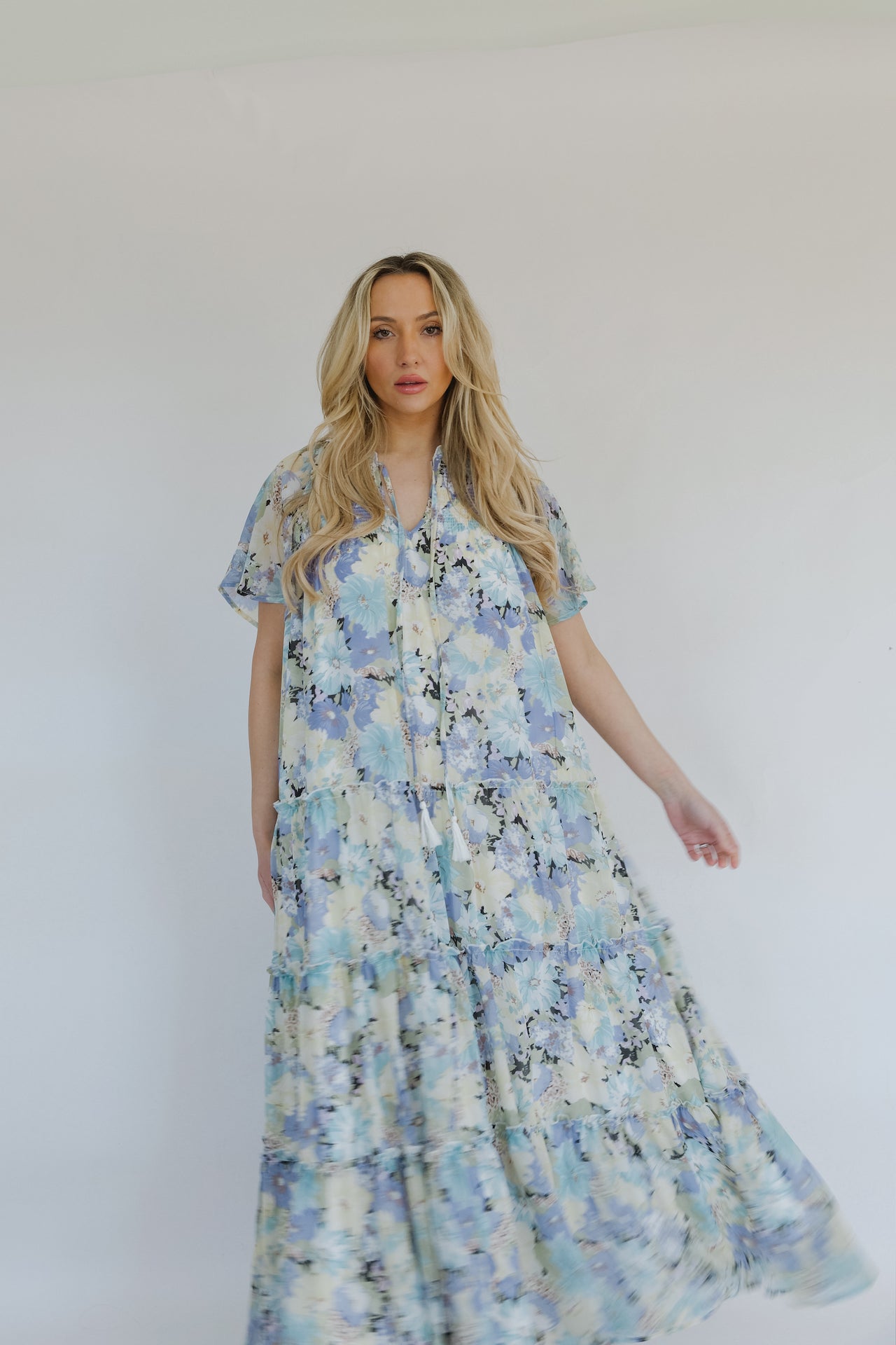 Spring Blooms Maxi Dress - Blue