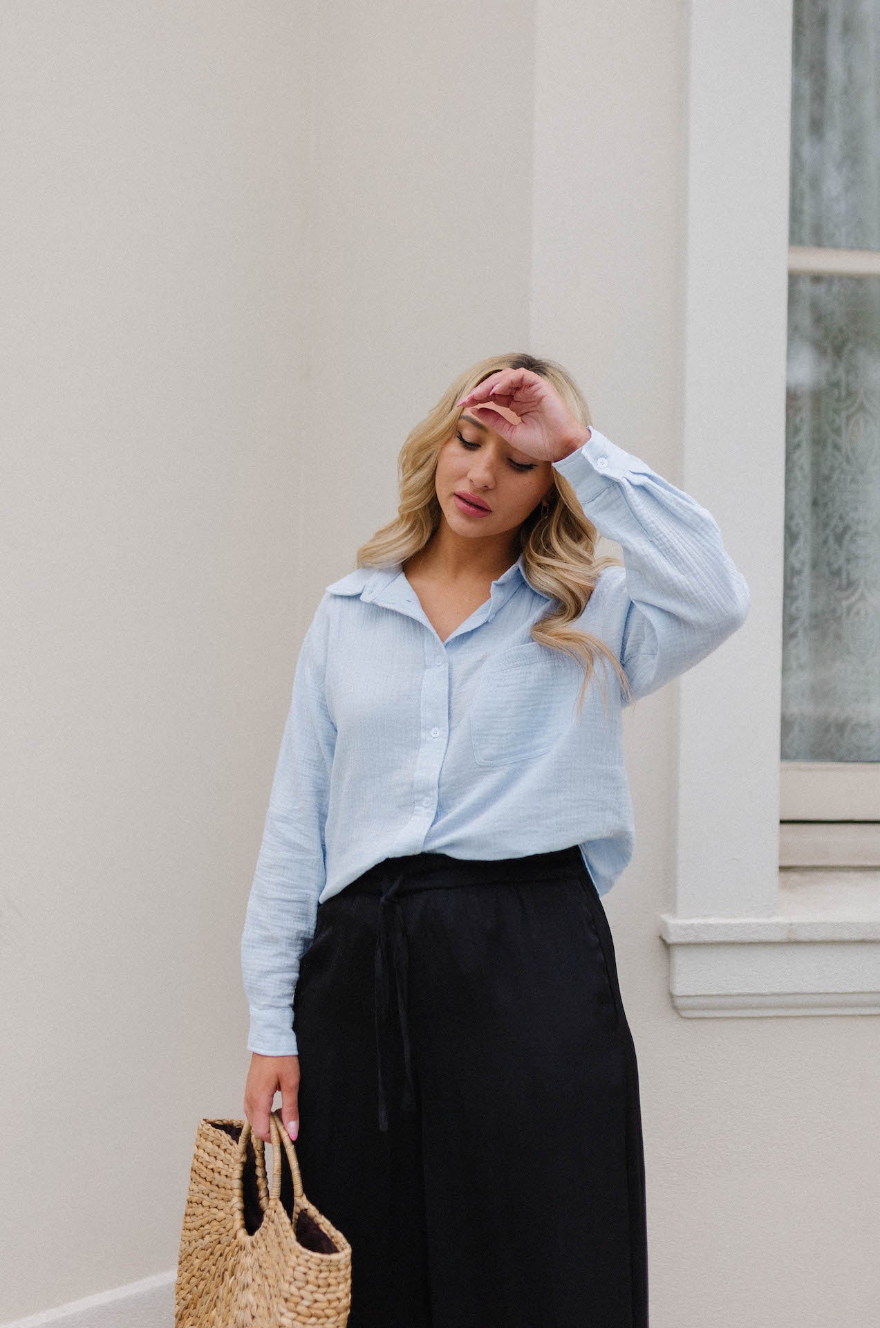 Palmer Woven Button Down Top