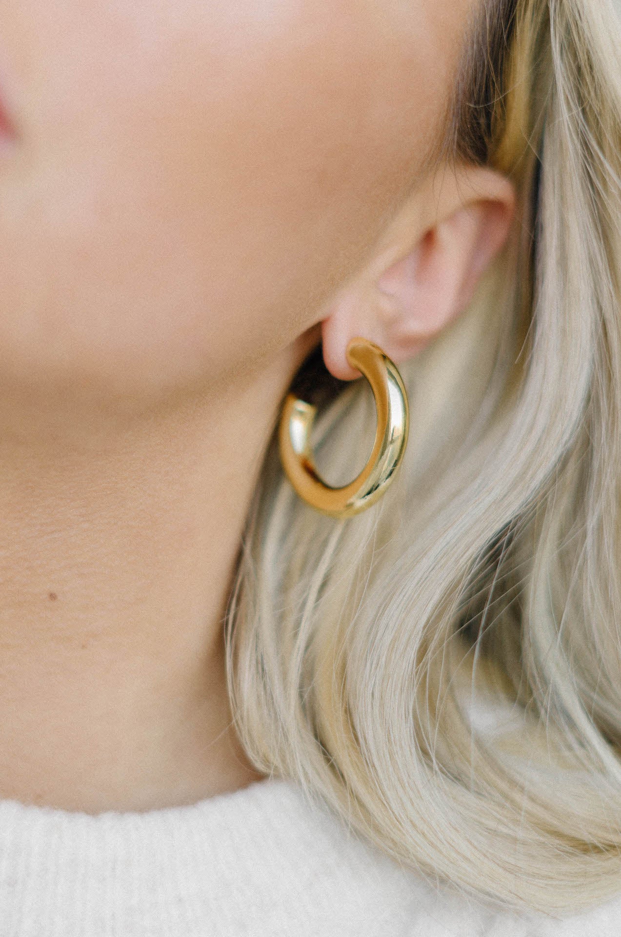 waterproof 14k gold plated chunky hoop earrings