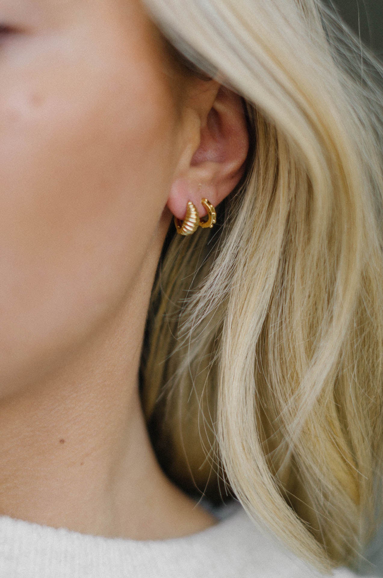 14k gold Mini Ball Bead Hoop Huggie Earrings