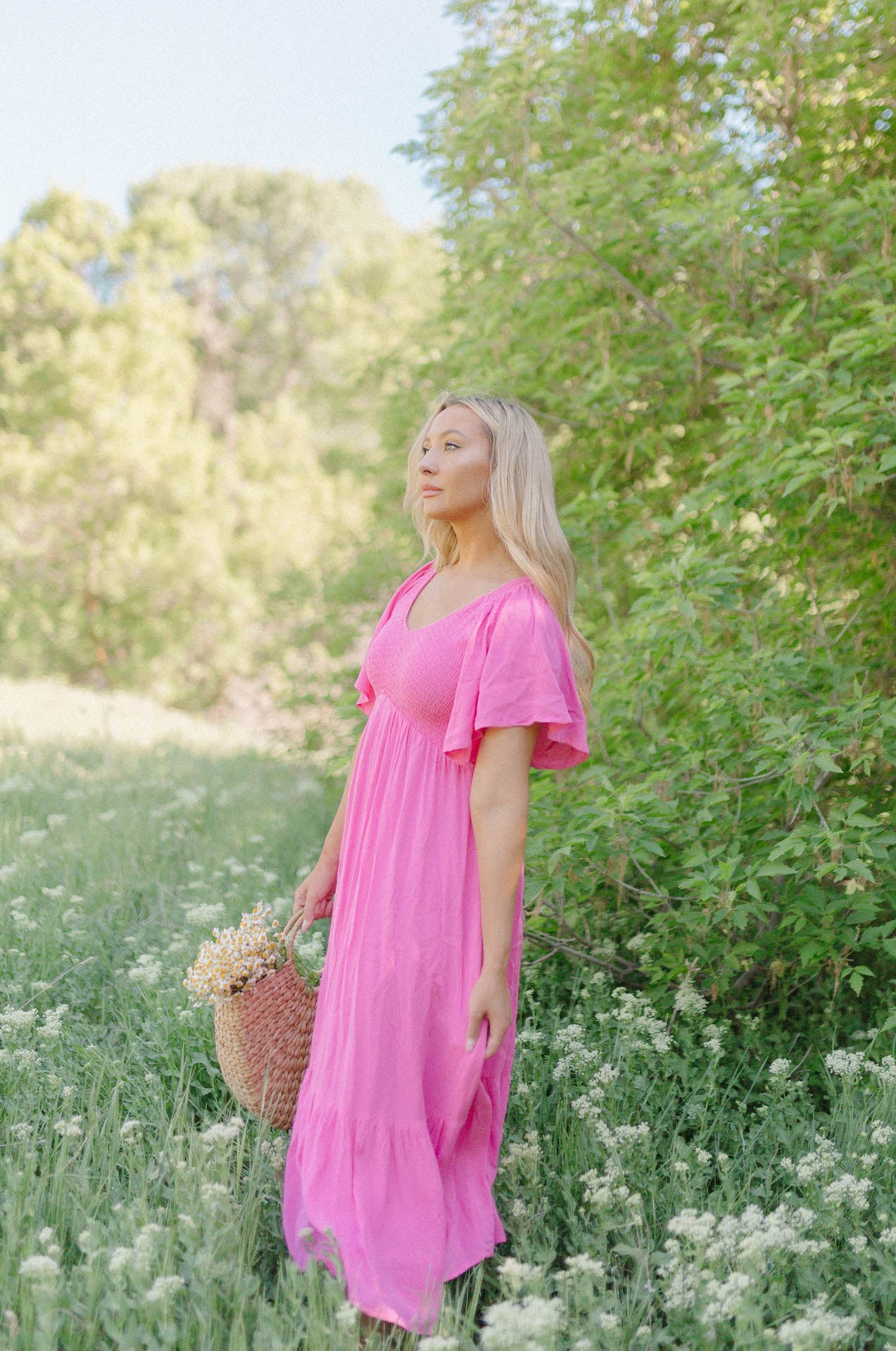 hot pink maxi dress