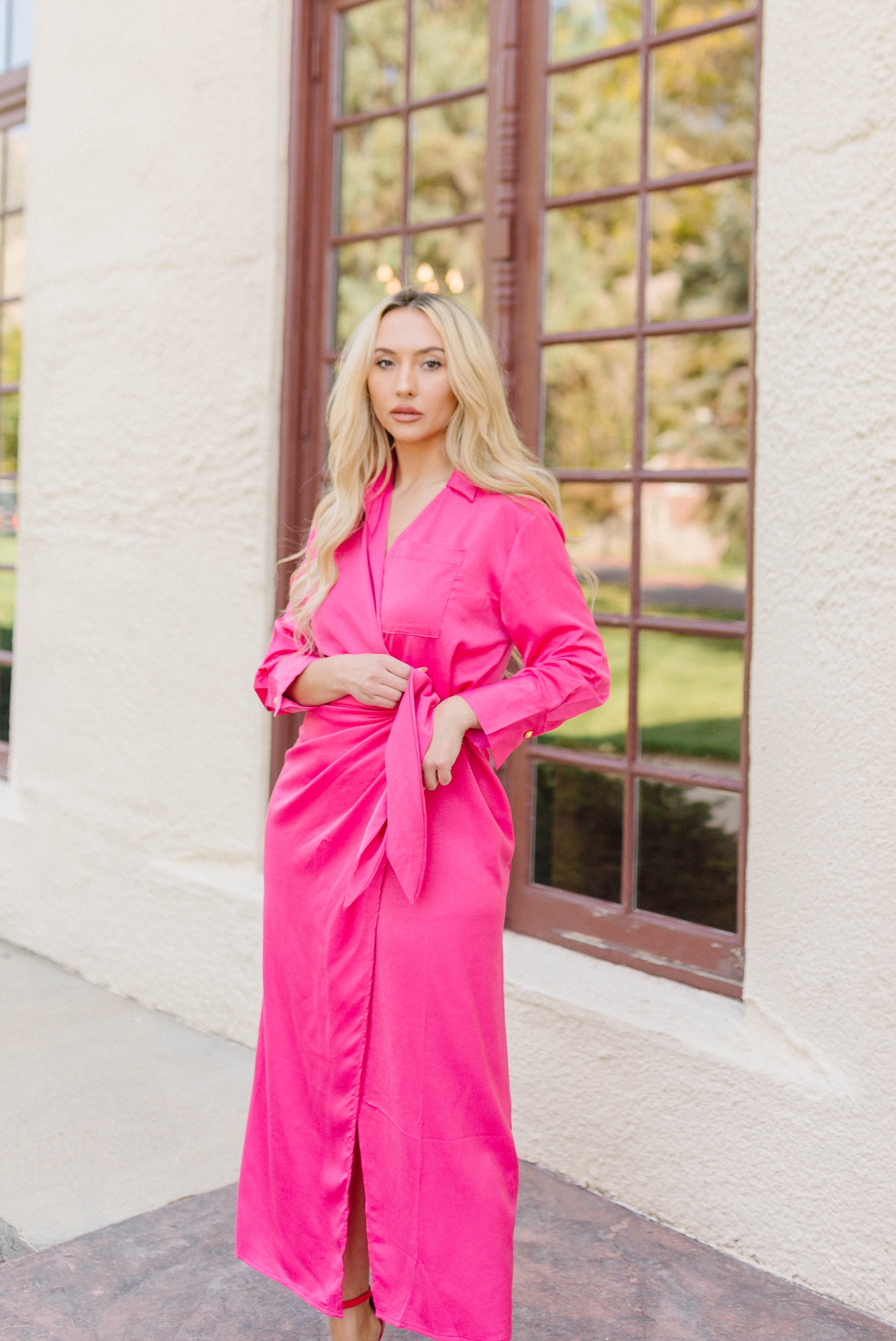 Elisa Wrap Dress - Fuschia Pink