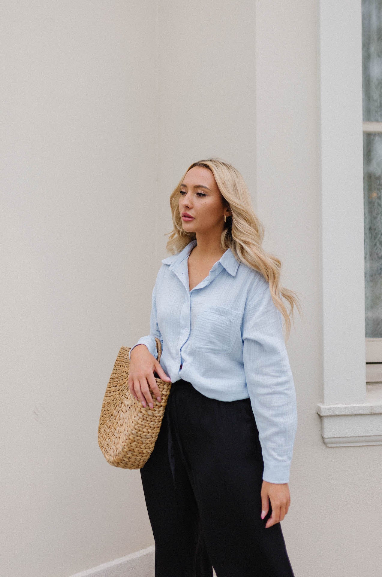 button down causal minimalistic top