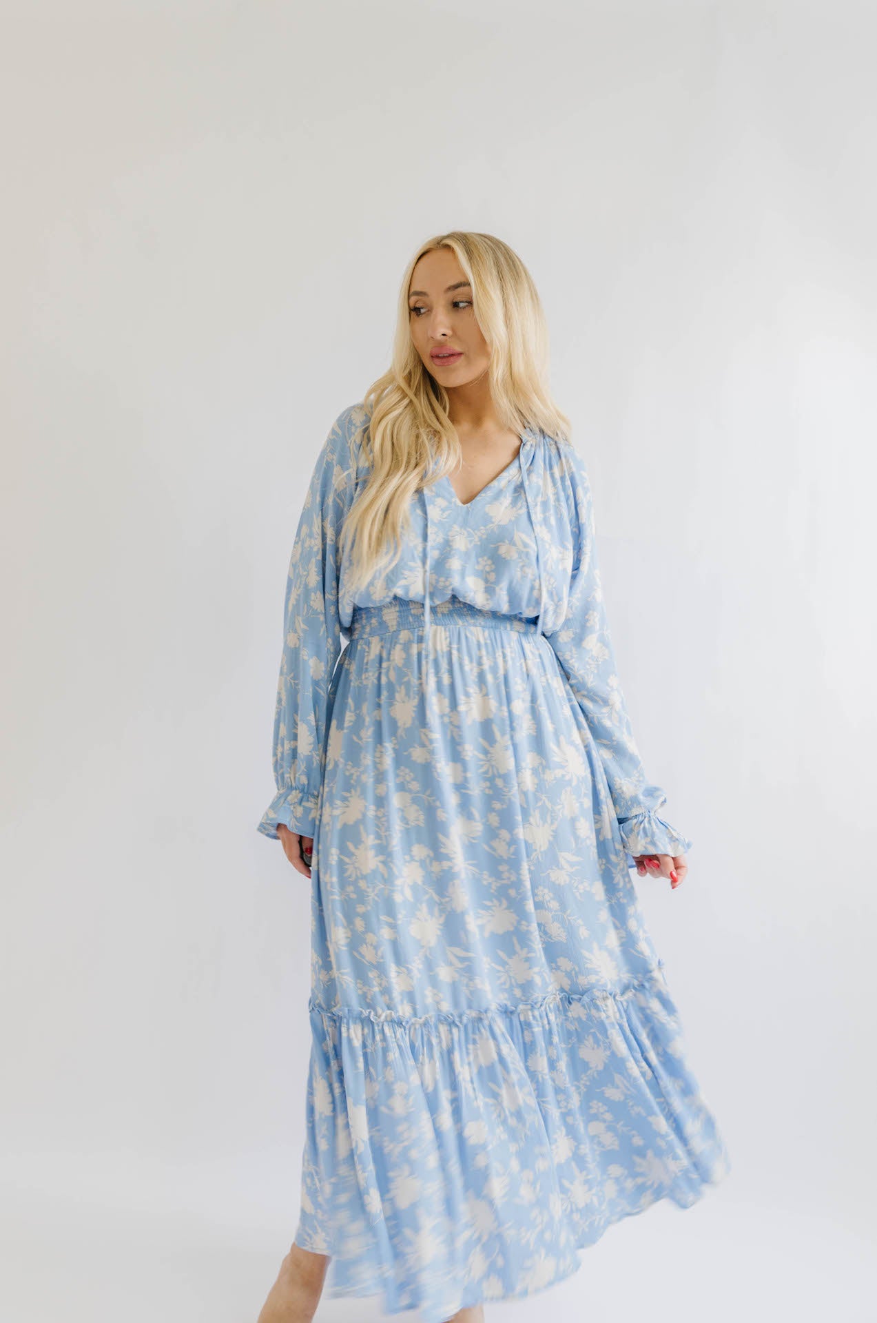 Charlize Floral Print Long Sleeve Maxi Dress