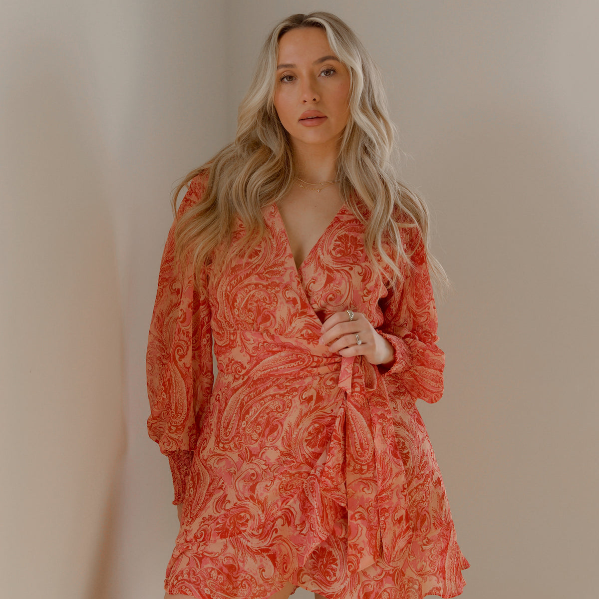 Paisley Print Short Wrap Dress