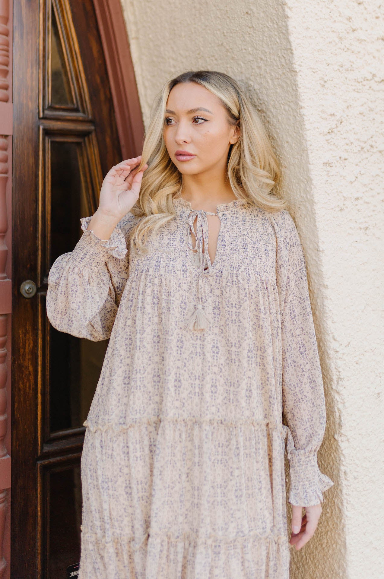 Long sleeve boho maxi on sale dress