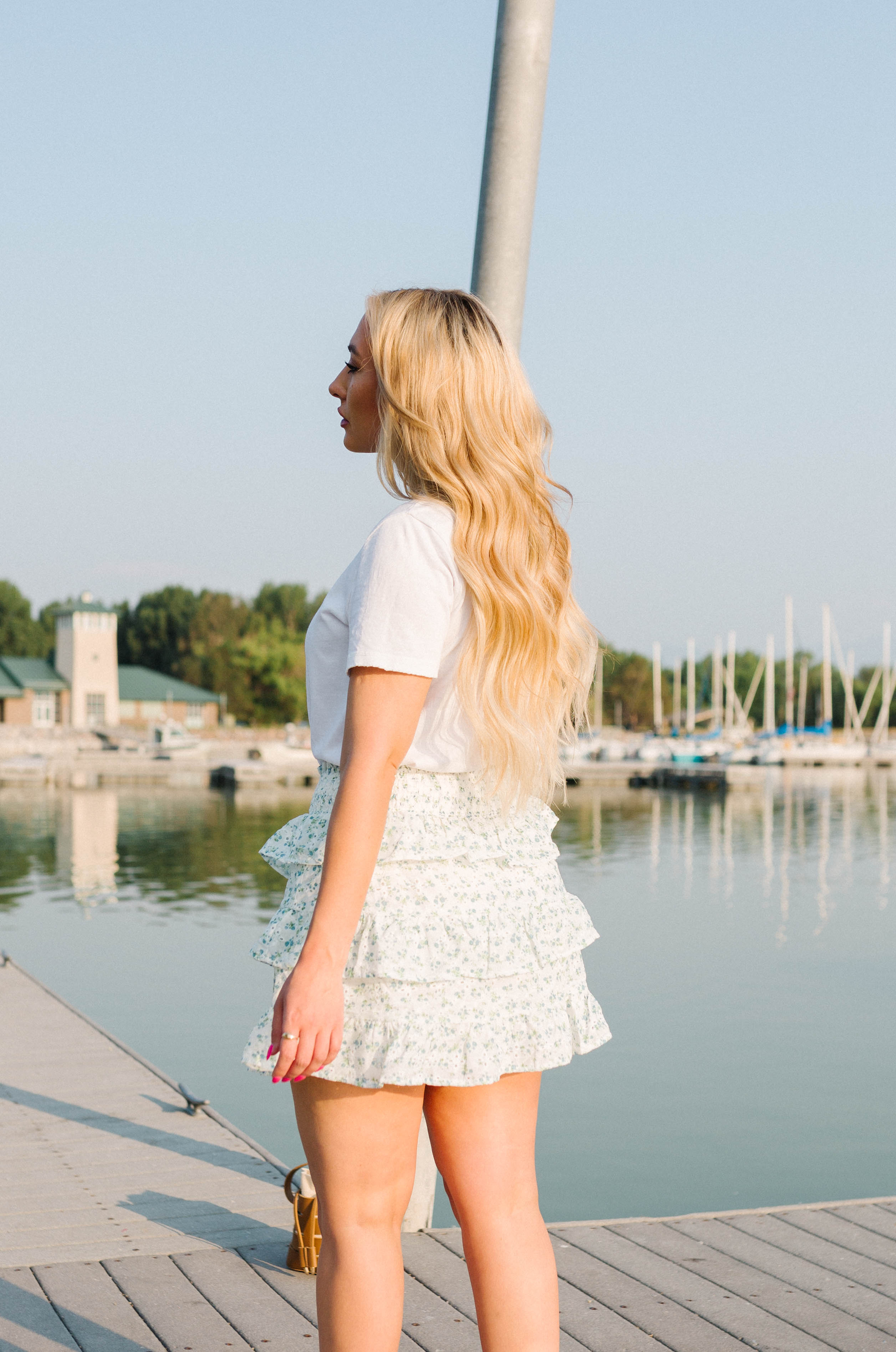 Floral eyelet mini skirt sale