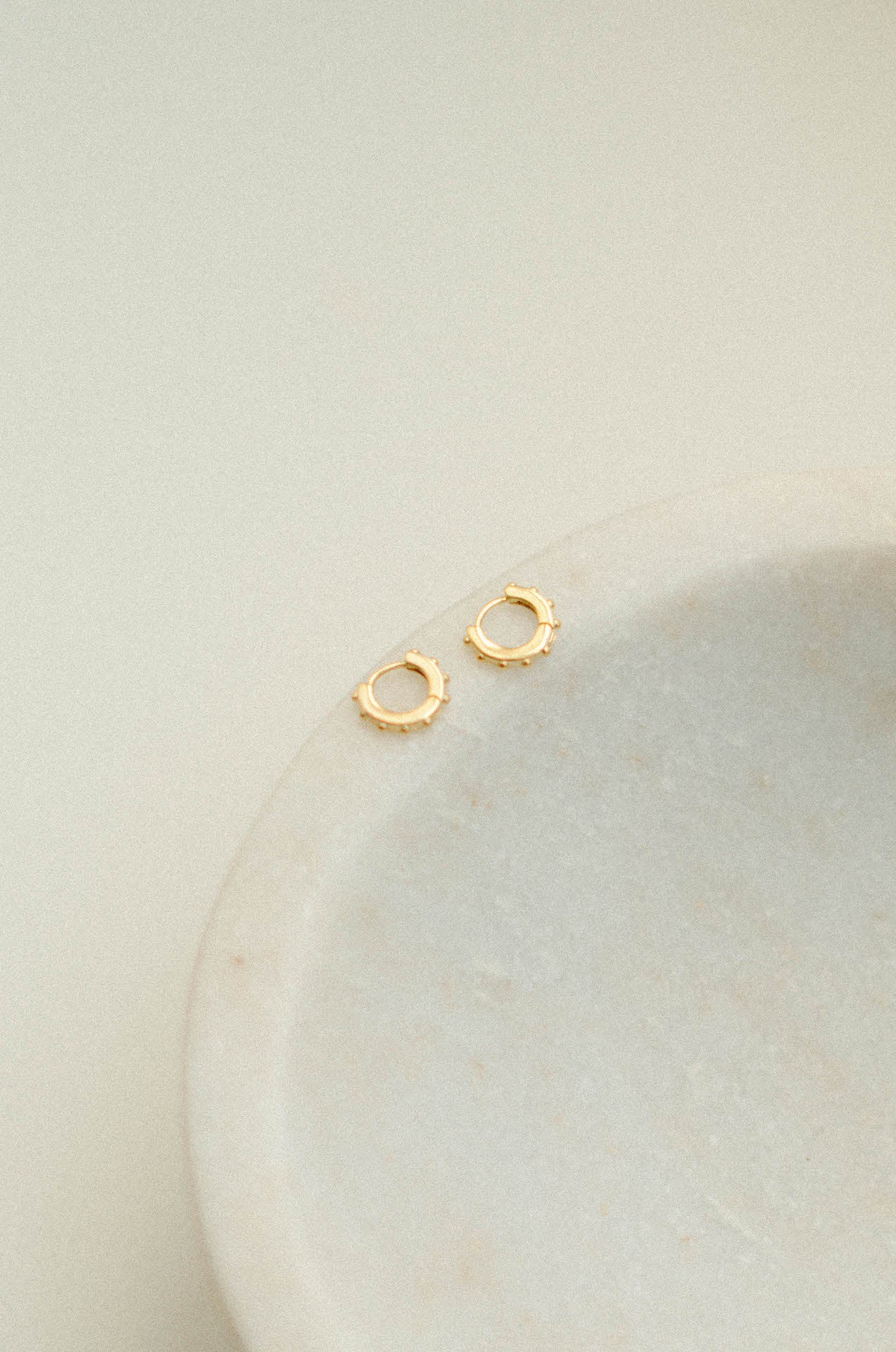 14k gold Mini Ball Bead Hoop Huggie Earrings