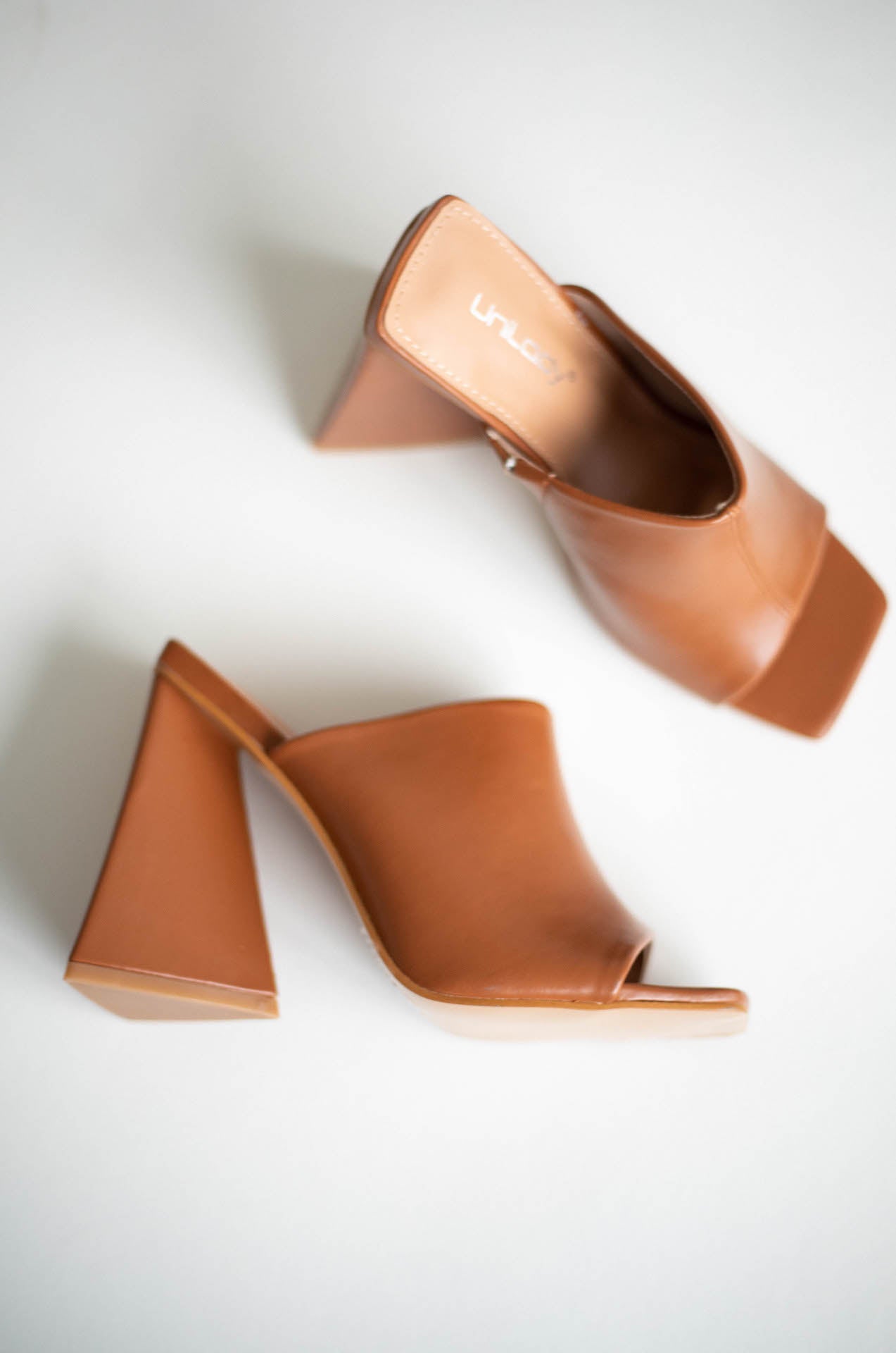 fashion mules sandals triangle block heels