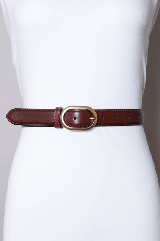 Classic Oval Buckle Belt - Brown