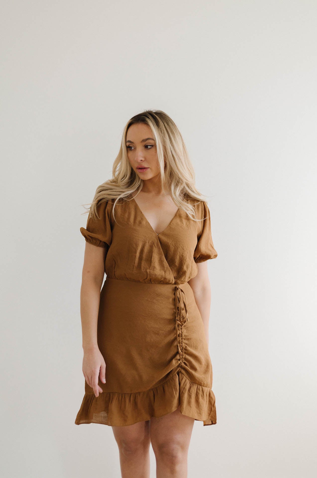 brown mini dress with sleeves