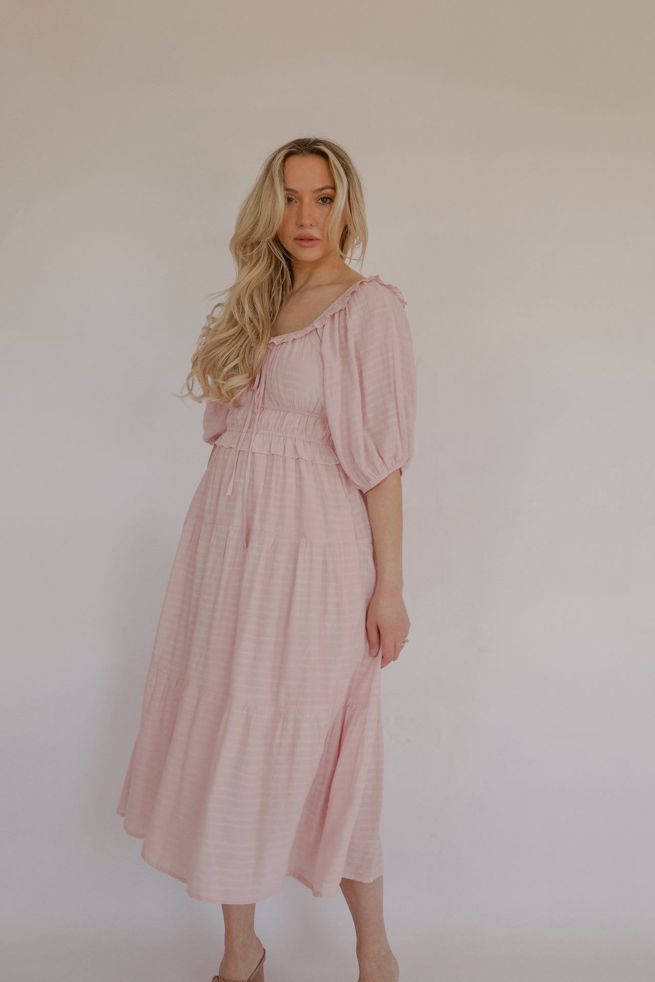 Alina Pink Midi Dress