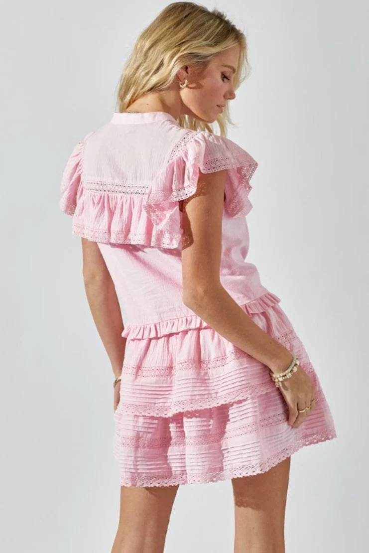 Lola Pink Ruffle Lace Mini Skirt Set