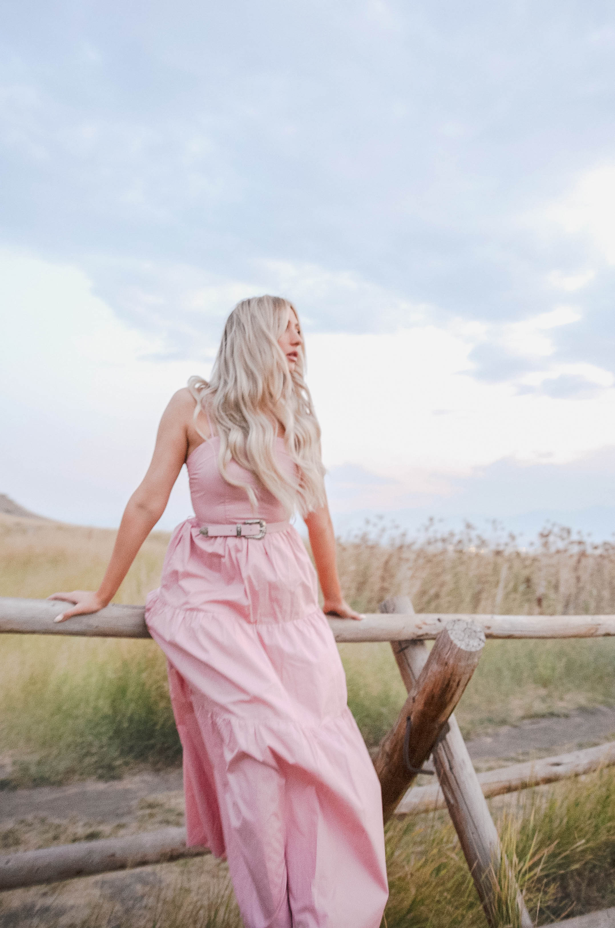 western maxi dress for women in a pink hue