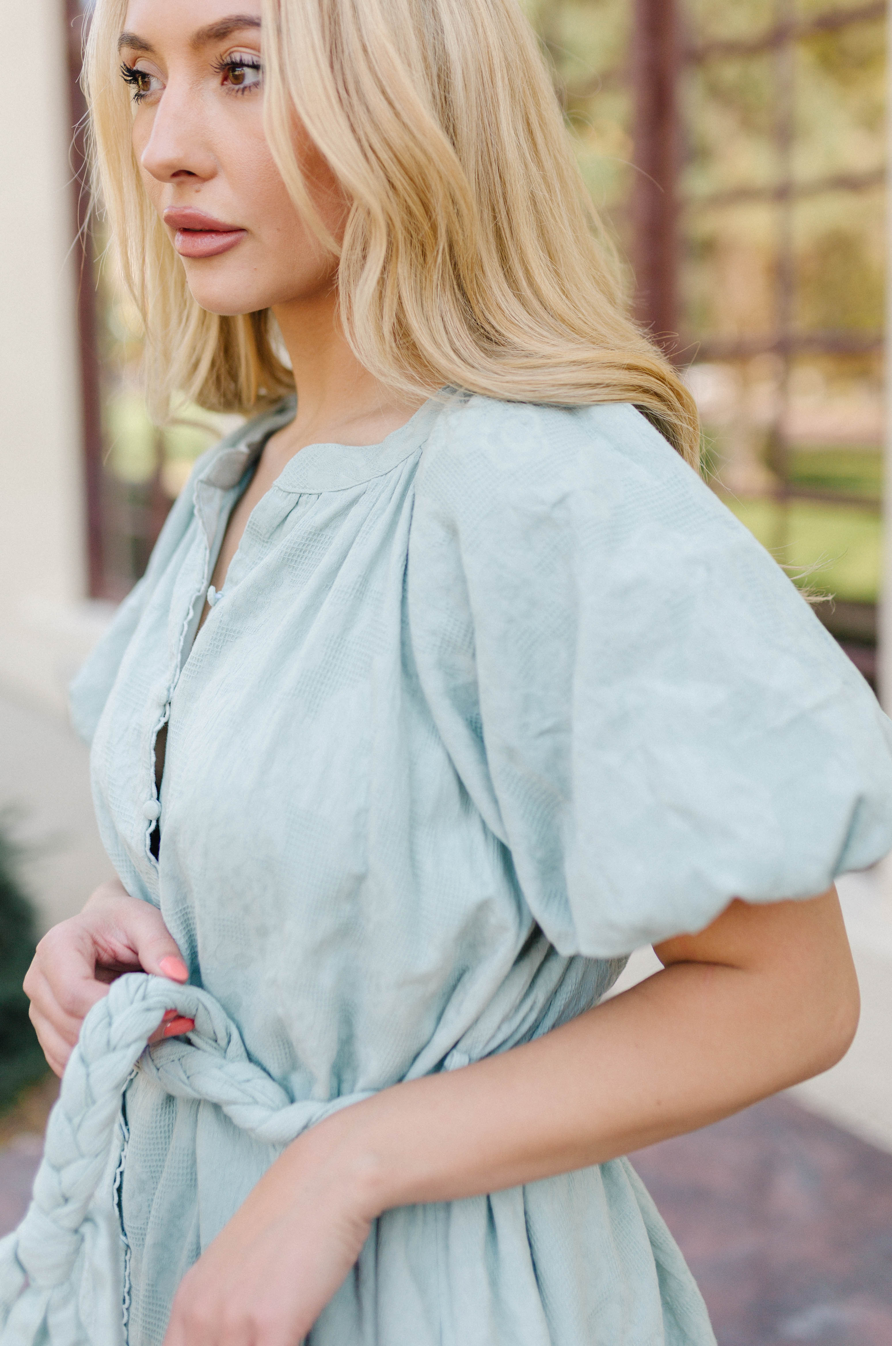 Sienna Floral Puff Sleeve Mini Dress - Sage