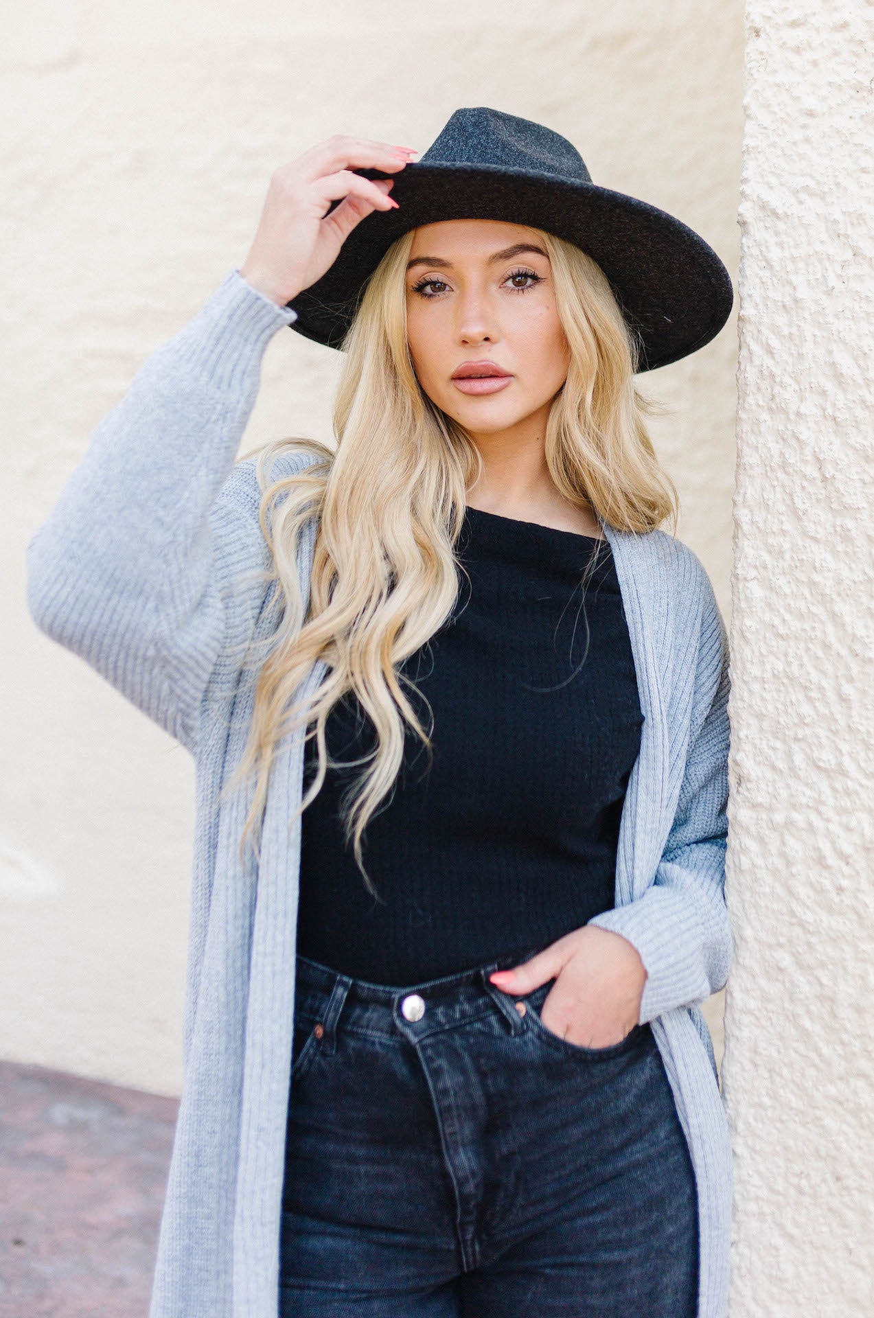 London Belle Grey Knit Maxi Cardigan