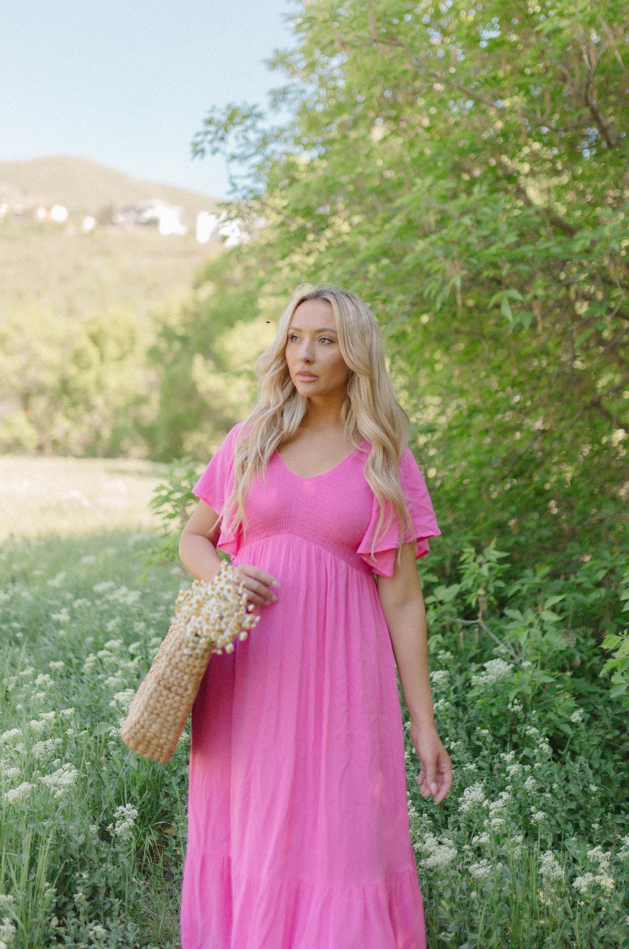 hot pink ruffle dress