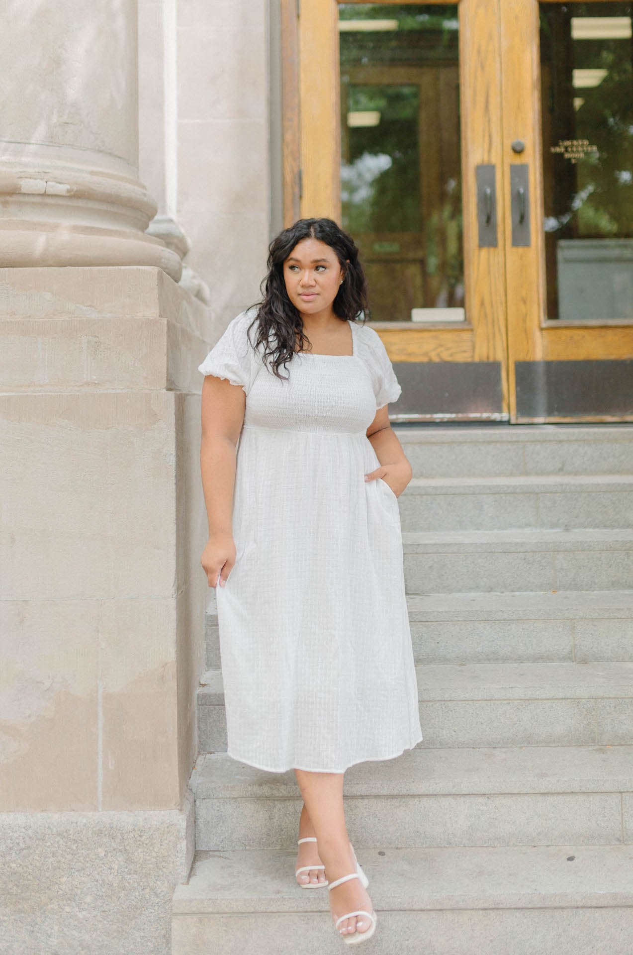 white midi dress