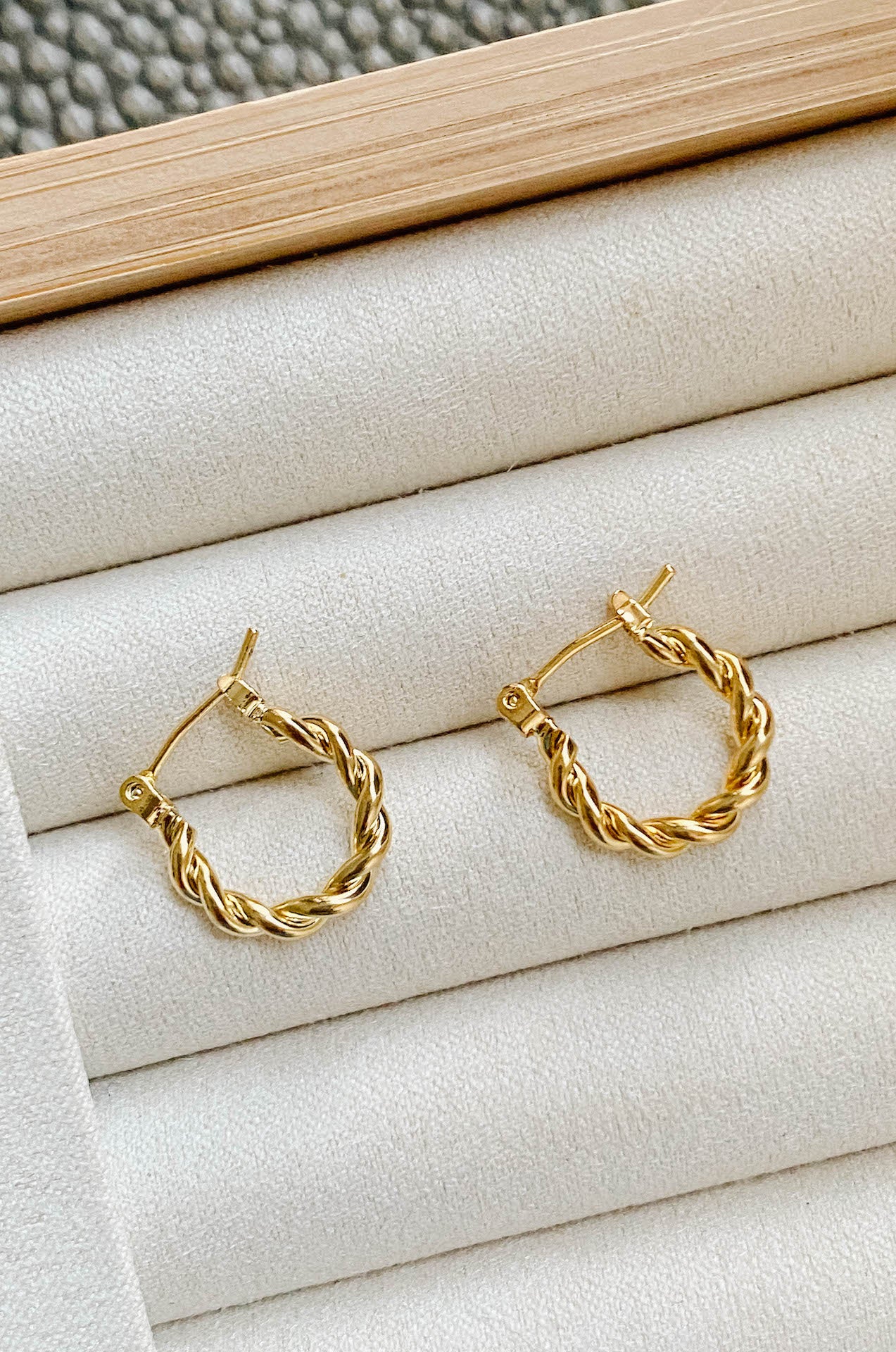 twisted 14k gold plated hoop earrings