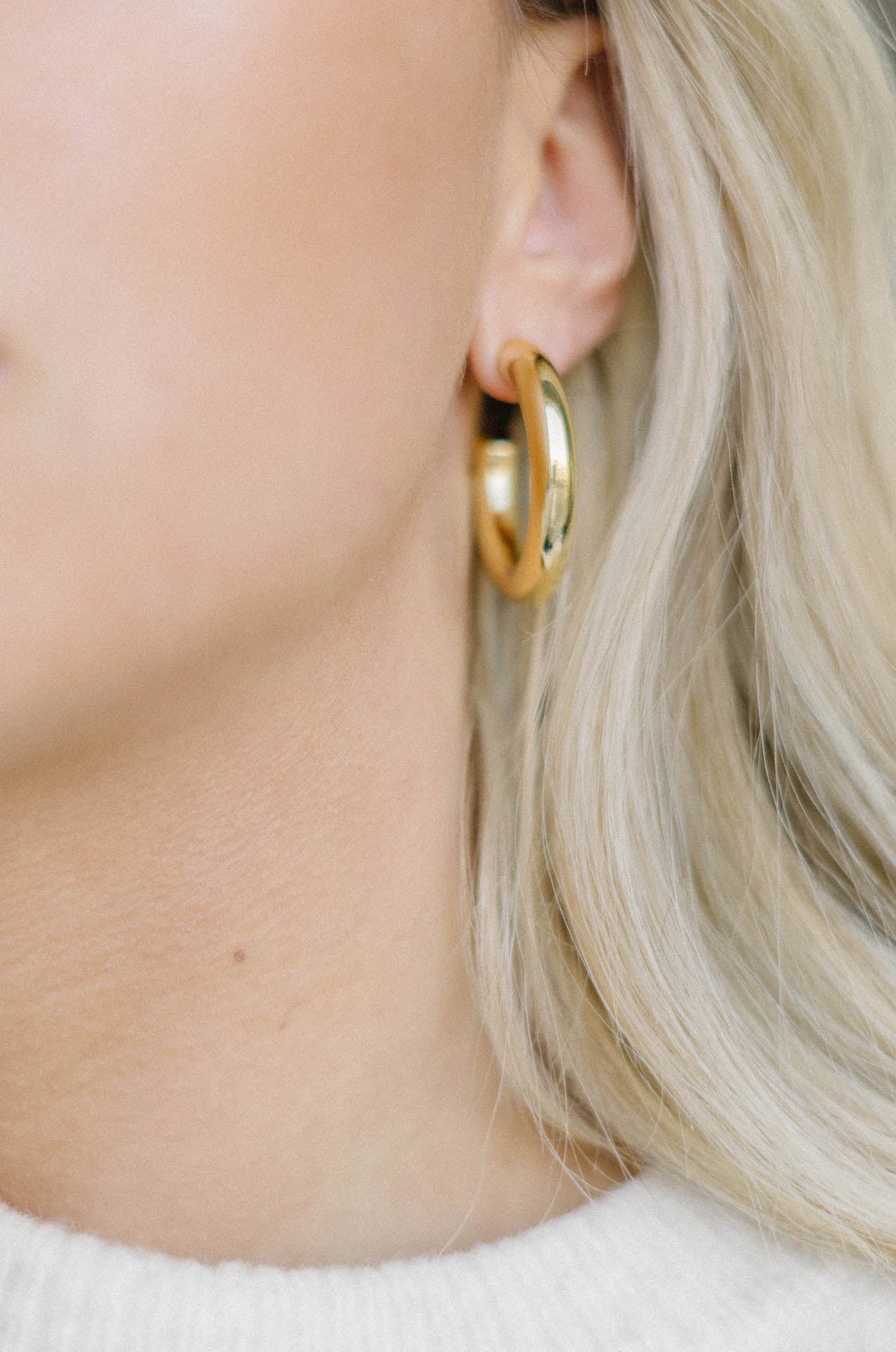 waterproof 14k gold plated chunky hoop earrings