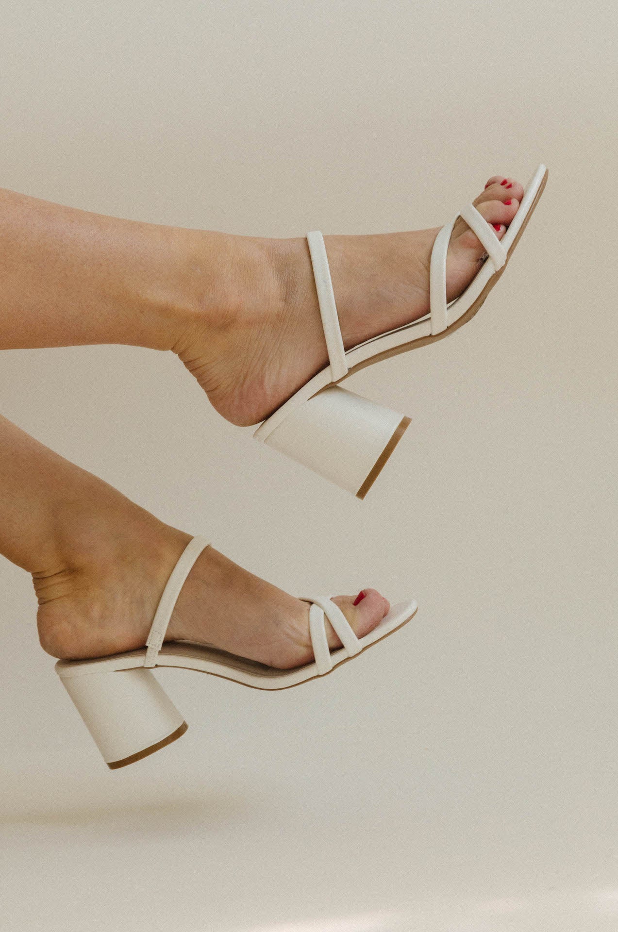 white low block heel sandals