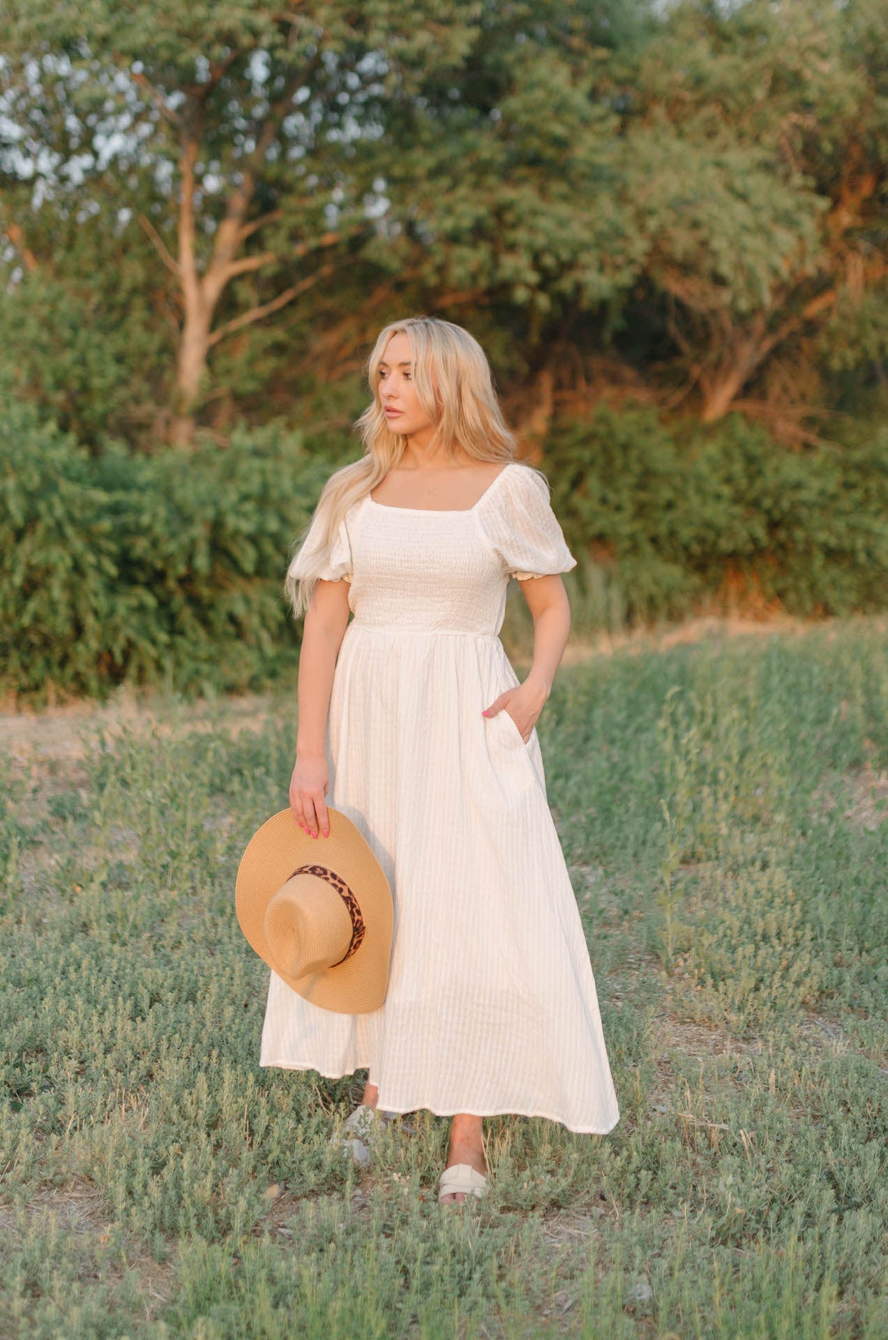 Haylie White Midi Dress
